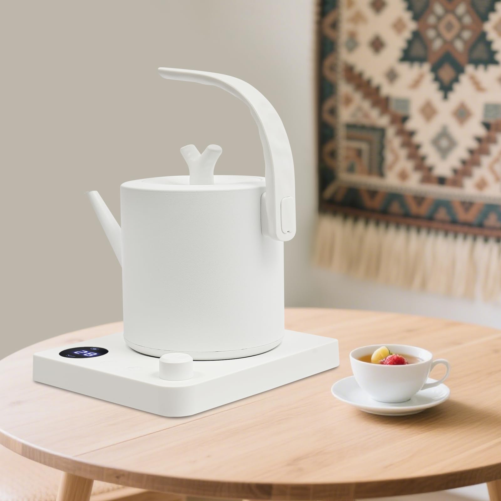 Bollitore elettronico intelligente, 1000 W, 1 l, 40 ~ 100 °C, temperatura regolabile, versatilità, collo di cigno elettrico con display a LED, bollitore in acciaio inox per tè, caffè, succo (bianco)
