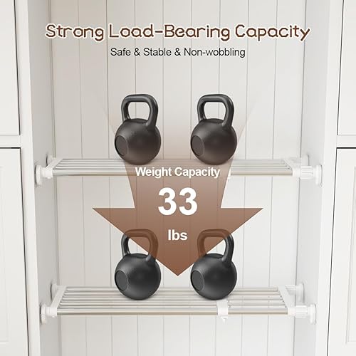 Miniatura 2 de Hershii Tension Shelf Expandable Rod Closet System Heavy Duty Clothes Hanger Adjustable DIY Storage Organizer Freestanding Partitions Shoe Rack