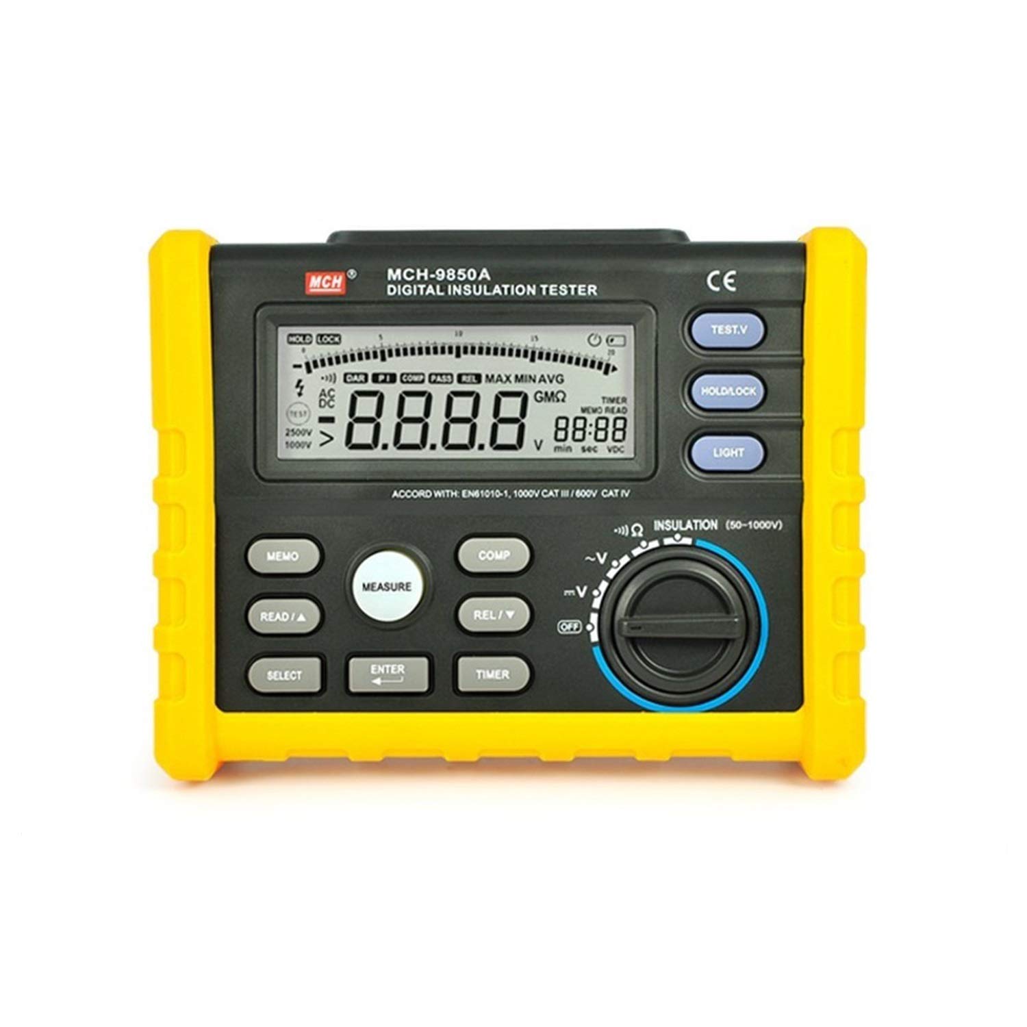 9850A Medidor de Resistencia de Aislamiento Digital Megohmmeter Storage Megaohm Medidor de Resistencia Pantalla analógica Digital Equipos de Laboratorio electrónico