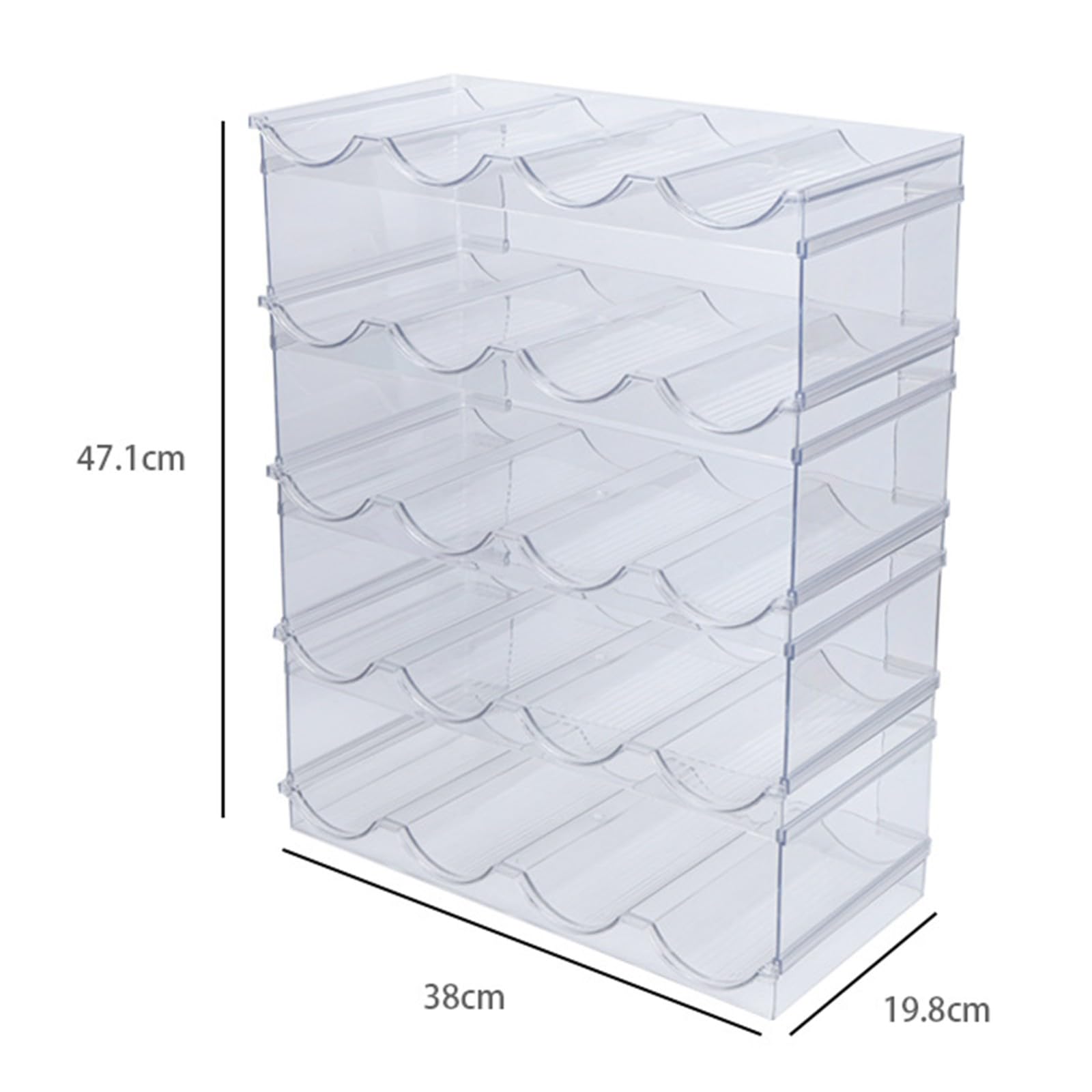 Soporte para Botellas De Vino Apilable para Nevera, Armario, Encimera, Organizador De Botellas De Agua Botellero Vino Nevera, Transparente Botellero Encimera, Botellero Vino 5 Layer