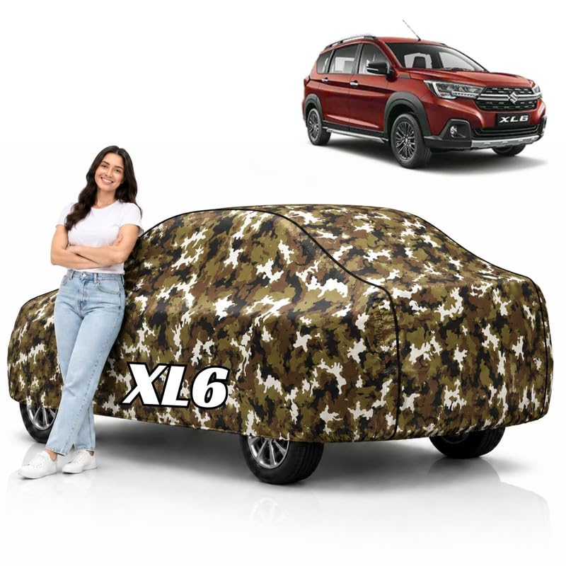 Image of Mind-Blowing 2026 100% Waterproof XL6 Car Cover | Polyester Car Body Cover for Rain & Sun | UV Protection, Dustproof, Scratch Resistant, Windproof, Heat Resistant, Custom Fit (Jungle)