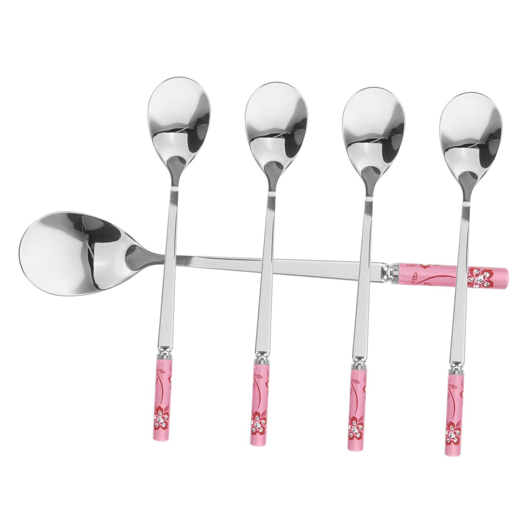 TOYANDONA 5 Ensembles Cuillère À Restauration Portable Petit Agitateurs Cuillères À Mélanger Pour Bar À Café Expresso Forme Scoop De Dessert Cuillère En Acier Inoxydable Rose 5 Pièces * 5