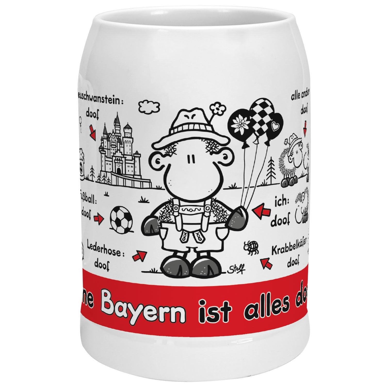 Sheepworld Jug with Saying Ohne Bayern ist Alles Doof | Beer Mug, Stoneware, 60 cl | Gift Friends, Funny Gift | 61557
