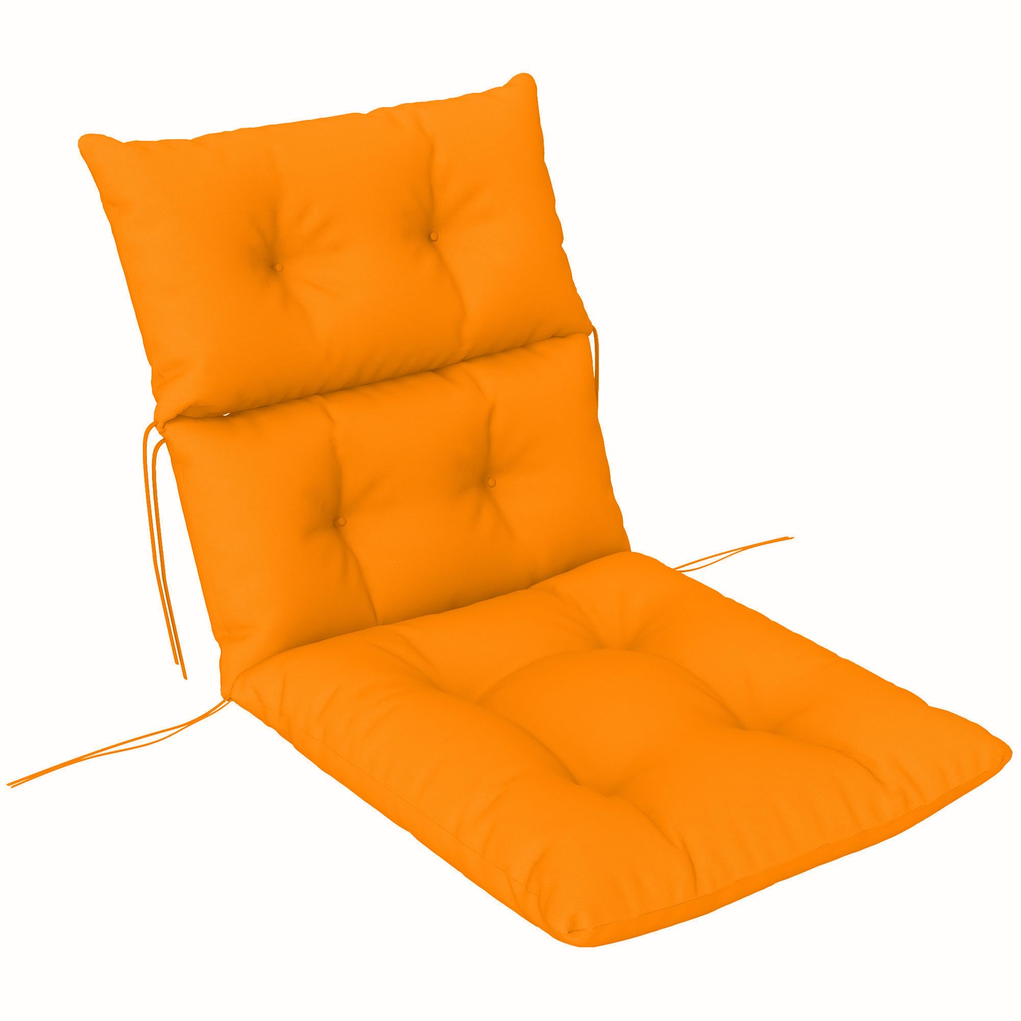 Outsunny Orange Tufted Adirondack Chair Cushion, Thick Garden Seat Cushion Pad With Backrest, Rocking Chair Cushion With Ties For Outdoor And Indoor Use,