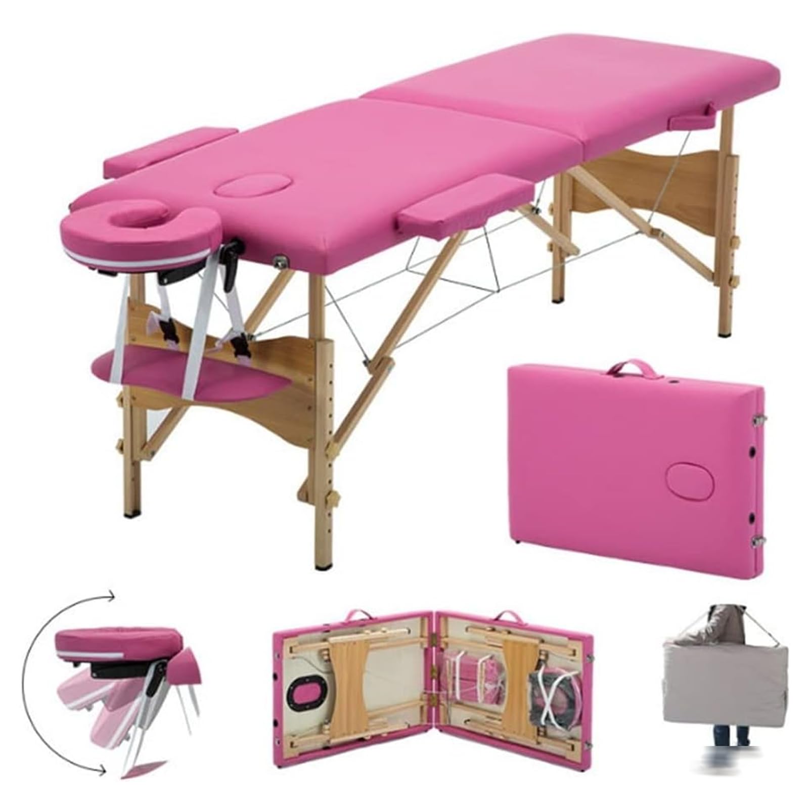 Lettino da Massaggio Portatile, Lettino da Massaggio, Lettino da Spa, Lettino da Salone Regolabile in Altezza, Letto Pieghevole, Adatto per Terapia, Tatuaggi, Salone, tratt(