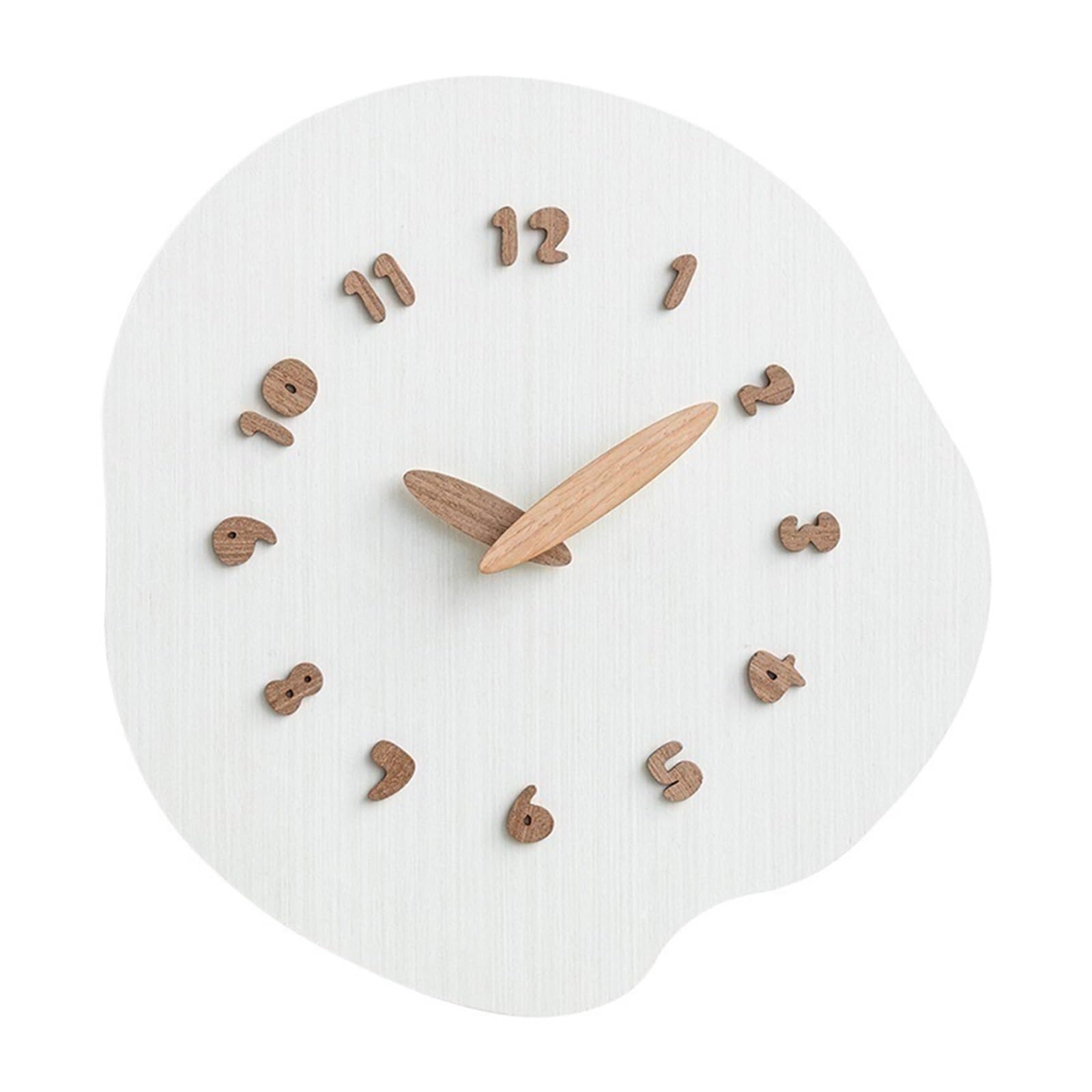 DFHS46JK Wall Decor Nordic-inspired wall clock Living room use silent operation Battery powered for living room decor(White)