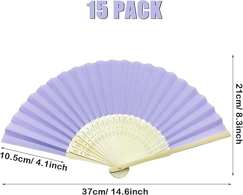 Miniatura 3 de Woohome Ventilador de mano plegable de papel para baile, parte, picnic, regalo de fiesta de boda, decoración de boda (morado)