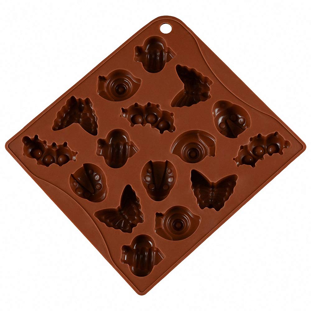 2Pcs 16 Cavity Insect Silicone Molds Butterfly Snail Ladybug Bee Bug Chocolate Candy Mold Insects Crayon Wax Melt Mini Soap Mould Ice Cube Tray (Random Colors) - Image 4