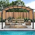 ABCCANOPY Outdoor Pergola 10'x12', Arched Patio Gazebo with Retractable Sun Shade, Beige