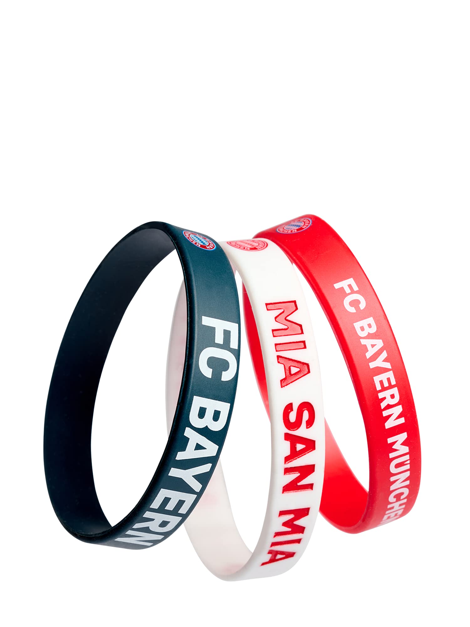 FC Bayern München Set di 3 accessori per fan del calcio, rosso/bianco/navy mia san mia FCB, 1