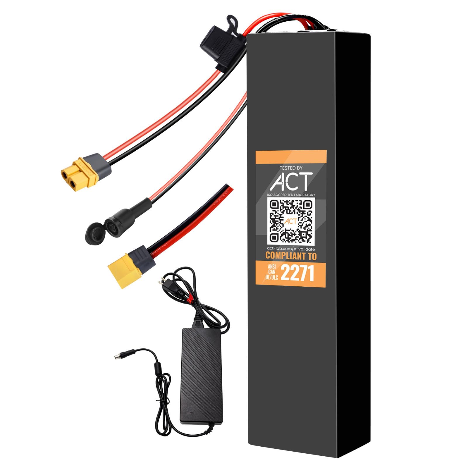 36V 10.6Ah Samsungcell Lithium Battery Pack with 30A Smart BMS, 2A Charger, and XT60 Connector, Rechargeable Power Battery for 250W-1000W Ebike, Scooter, Tricycle, and Daily Commuting