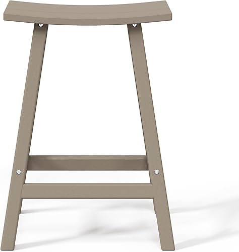 Miniatura 8 de WestinTrends Malibu - Juego de 2 taburetes de 24 alturas para exteriorespatio, madera envejecida