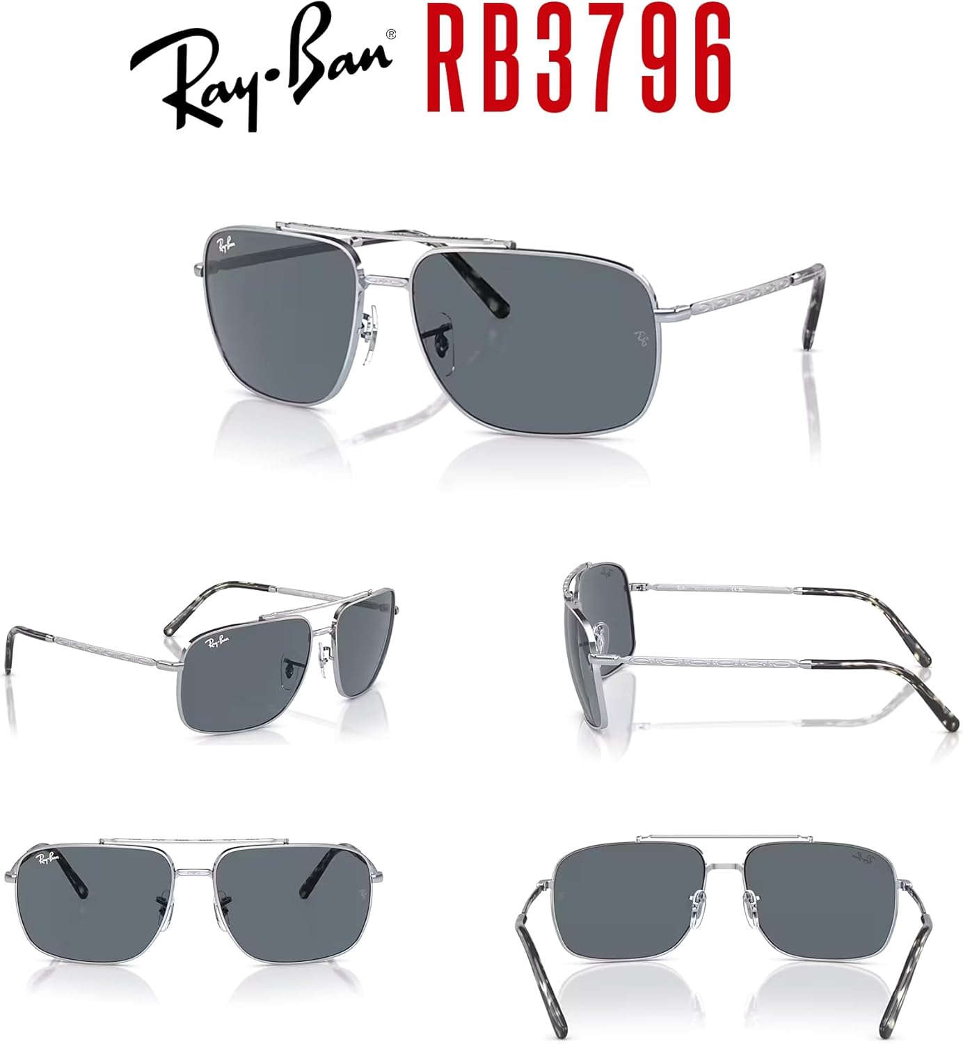 Ray-Ban RB3796 Rectanglular Sunglasses for Men for Women +BUNDLE with ACCESSORY EYEWEAR KIT