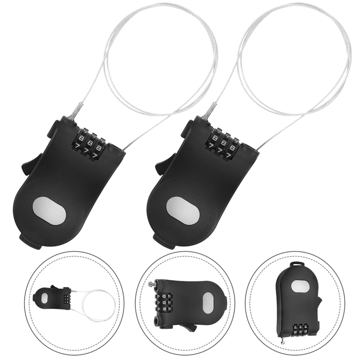 YARNOW 3 Set Lucchetto Antifurto Per Bicicletta Sicurezza Blocco Retrattile Attrezzatura Da Snowboard Blocco Della Scheda Fornitura Sportiva Serratura Compatta Plastica Black 2 Pezzi * 3
