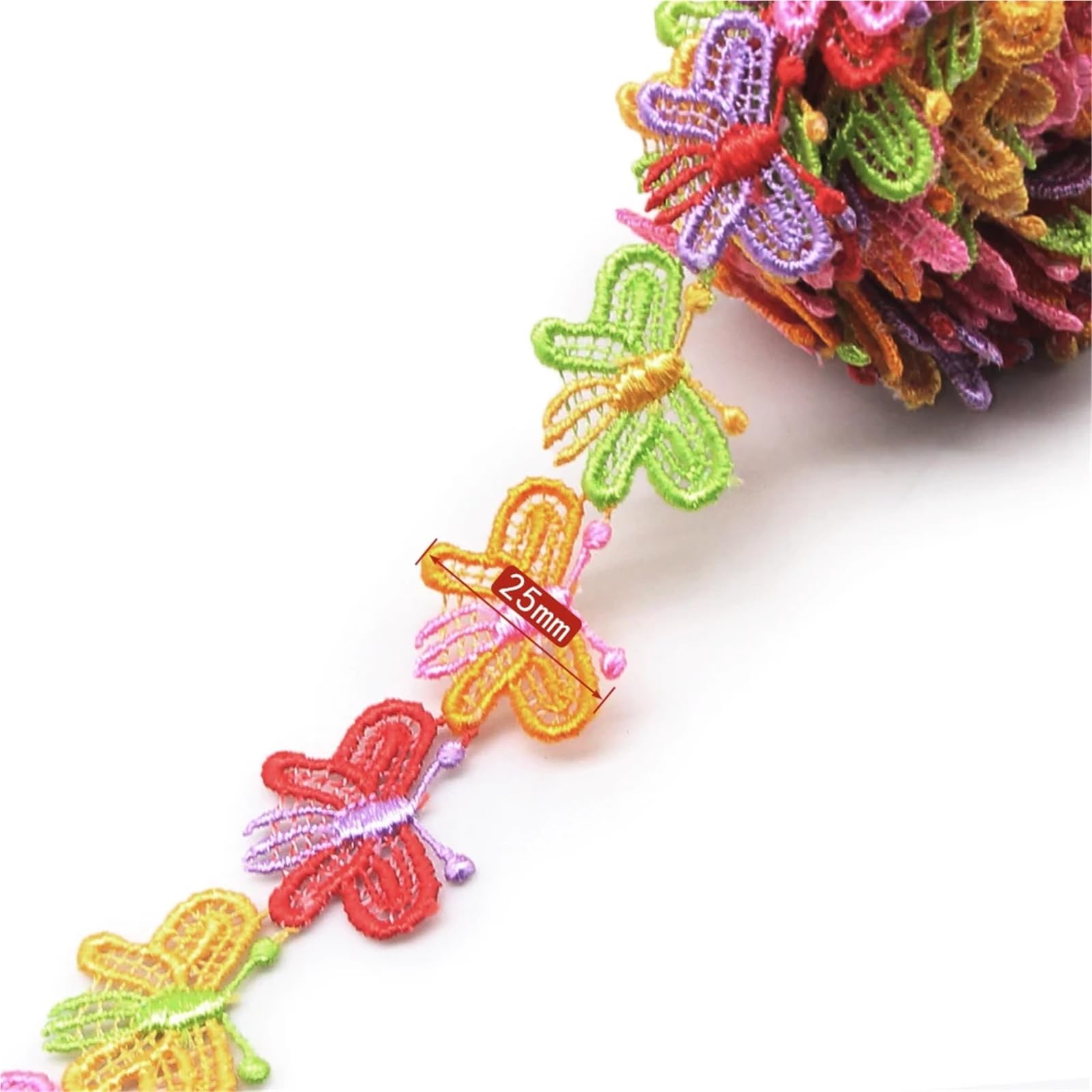 1 Yard Colorful Daisy Flower Lace Trim Knitting Wedding Embroidered DIY Handmade Patchwork Ribbon Sewing Supplies Crafts Fabric for Sewing(Butterfly 908)