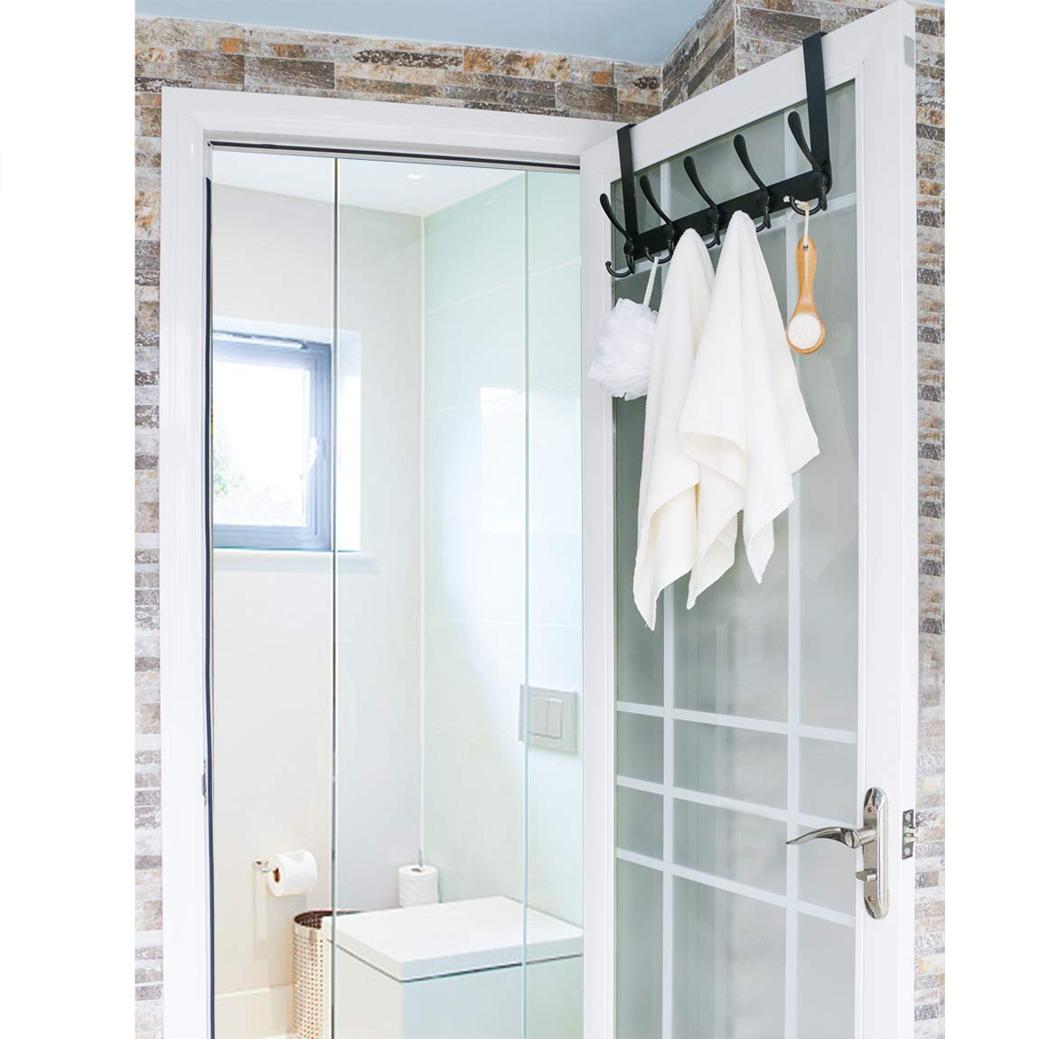 Türgarderobe zum Aufhängen an der Tür, schwarz, strapazierfähig, für Handtücher, Badezimmer, 2 Packungen
