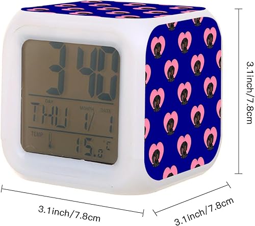 Miniatura 4 de Reloj despertador digital, reloj despertador digital con diseño de perro salchicha con 7 luces LED que cambian de color, con termómetro de fecha