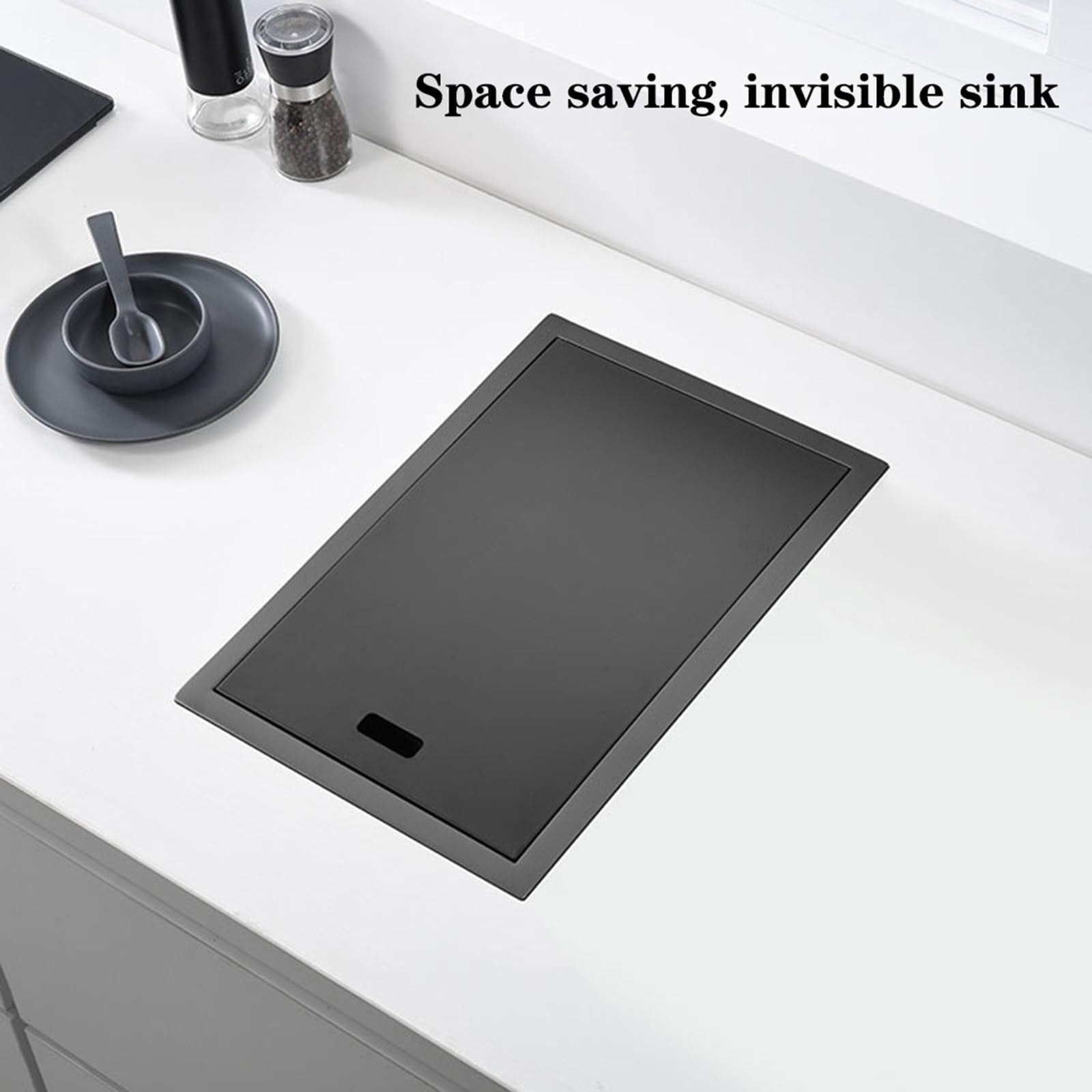 Mini sifone nascosto in acciaio inox, piccolo scarico invisibile per cucina, balcone, bar, piano di lavoro con copertura, design salvaspazio, facile installazione