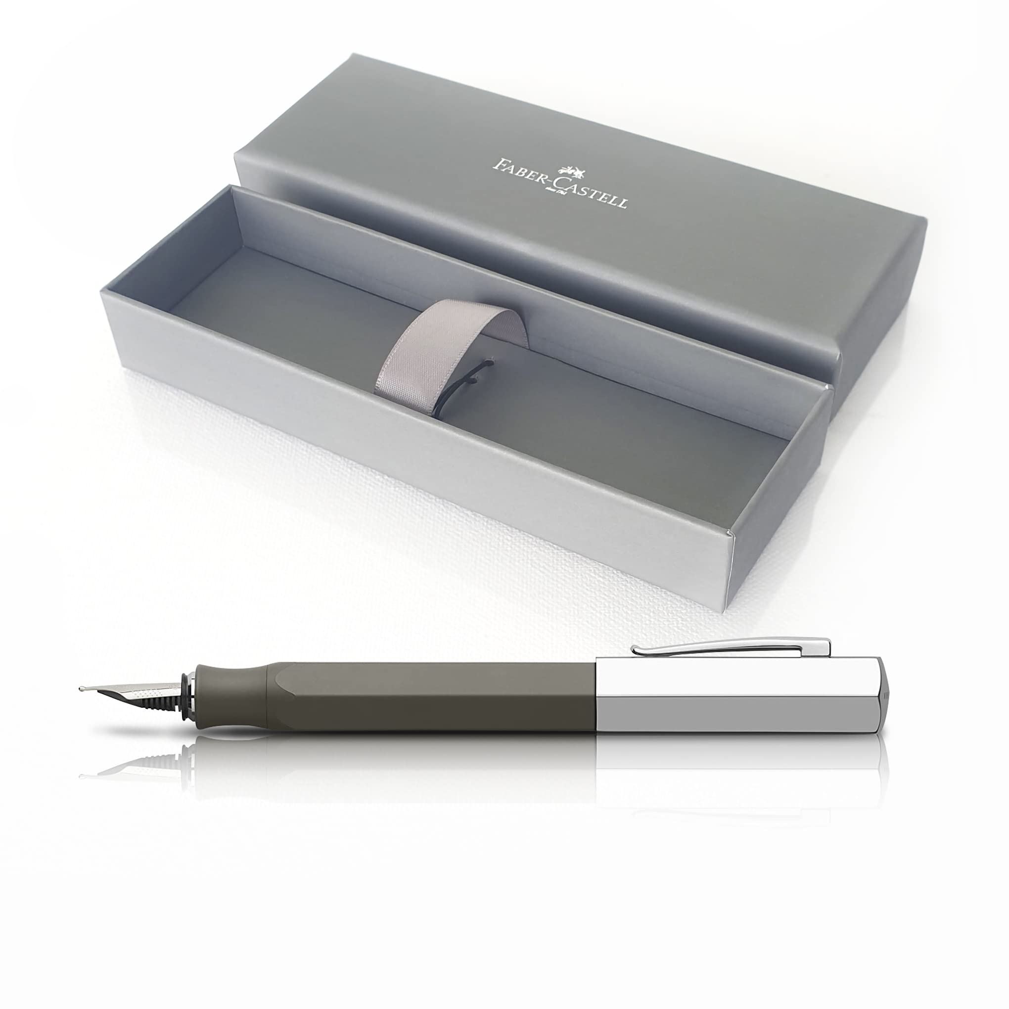 Faber-Castell A.W. 147841 - Füllhalter Ondoro Edelharz, Feder F, graubraun