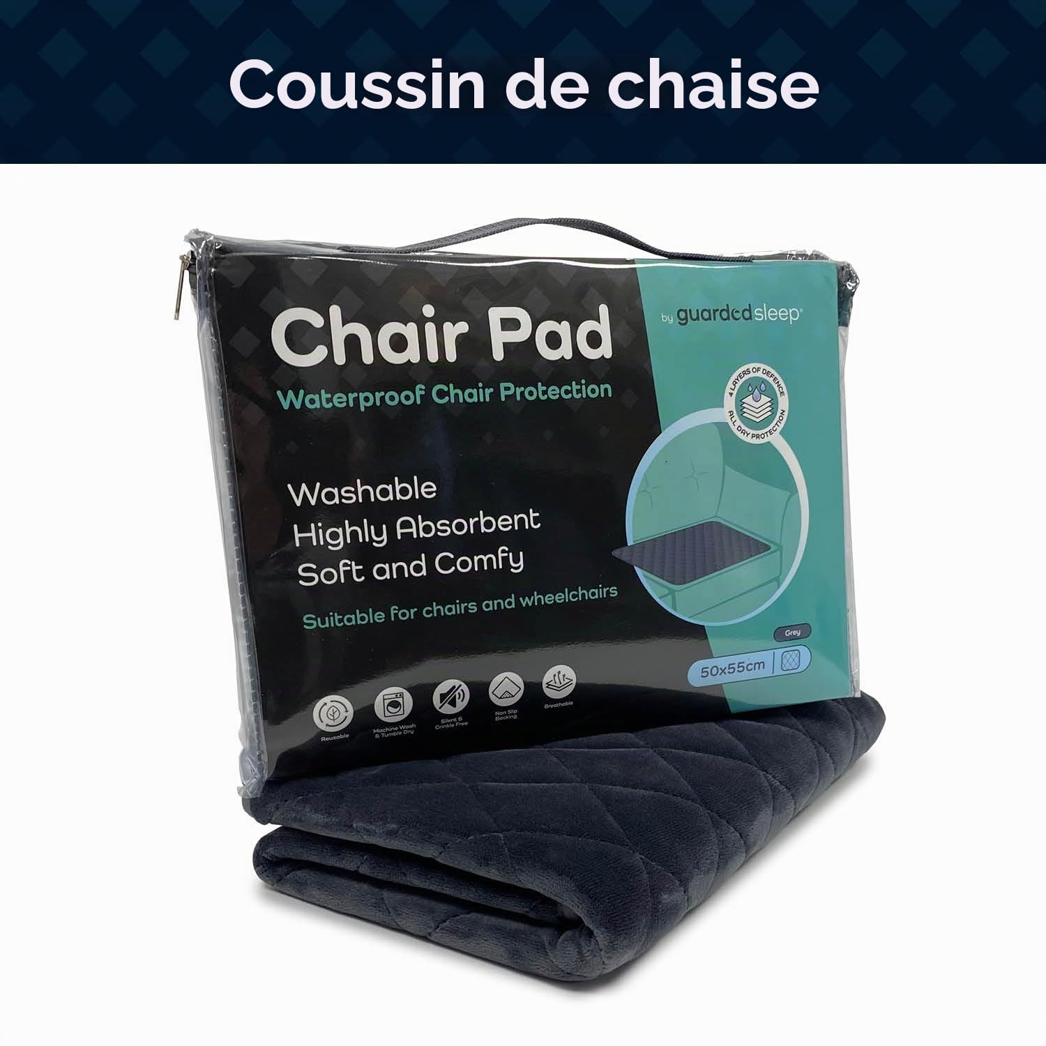 Protège siège imperméable | Protège siège Lavable de première qualité pour Les Adultes souffrant d'incontinence | Convient aux fauteuils roulants, Les canapés, Les chaises | Gris (1, Medium 50x55cm)