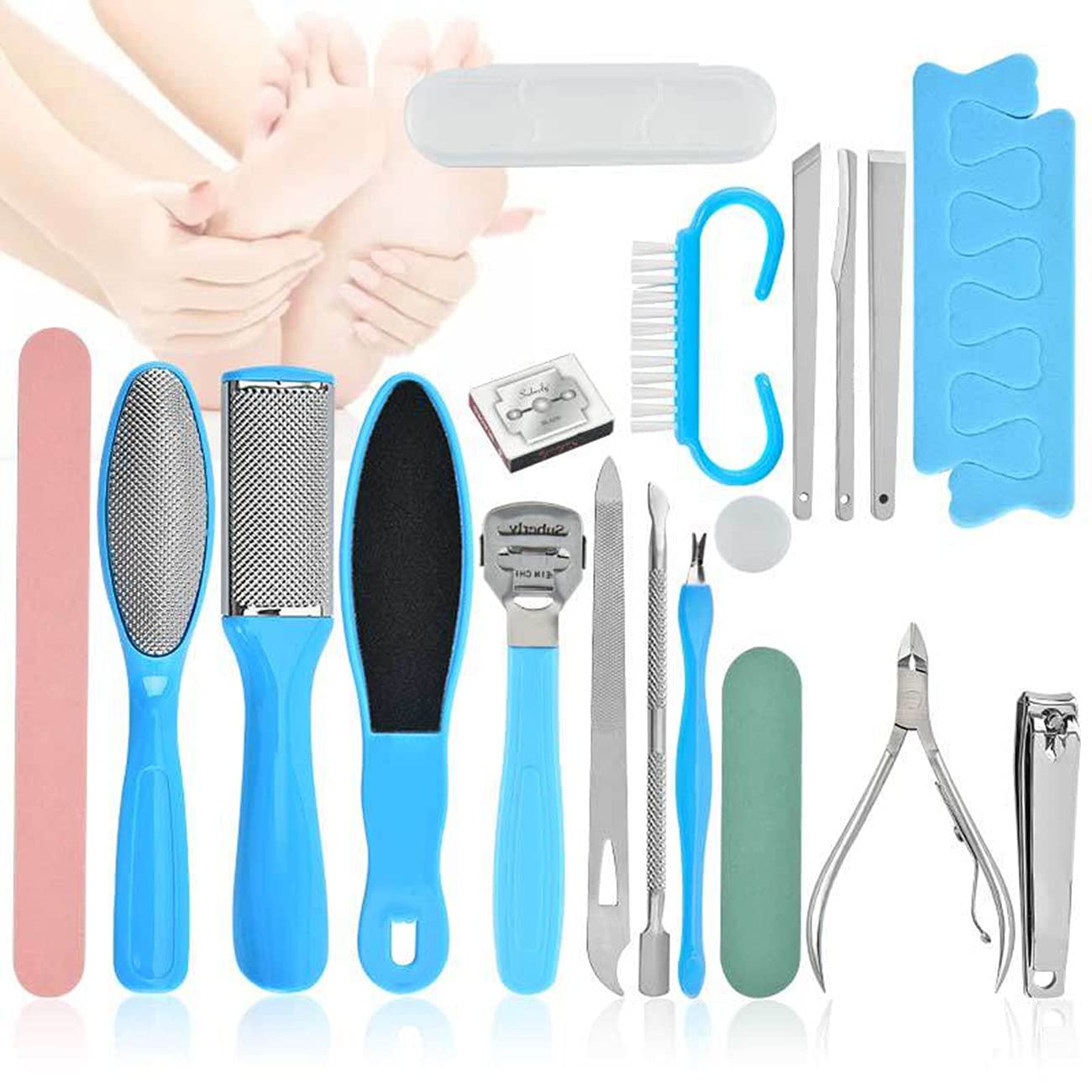 Pedicure Kit,20 in 1 Professional Pedicure Tools set Stainless Steel Foot Care Kit to Remove Hard Skin Head Skin