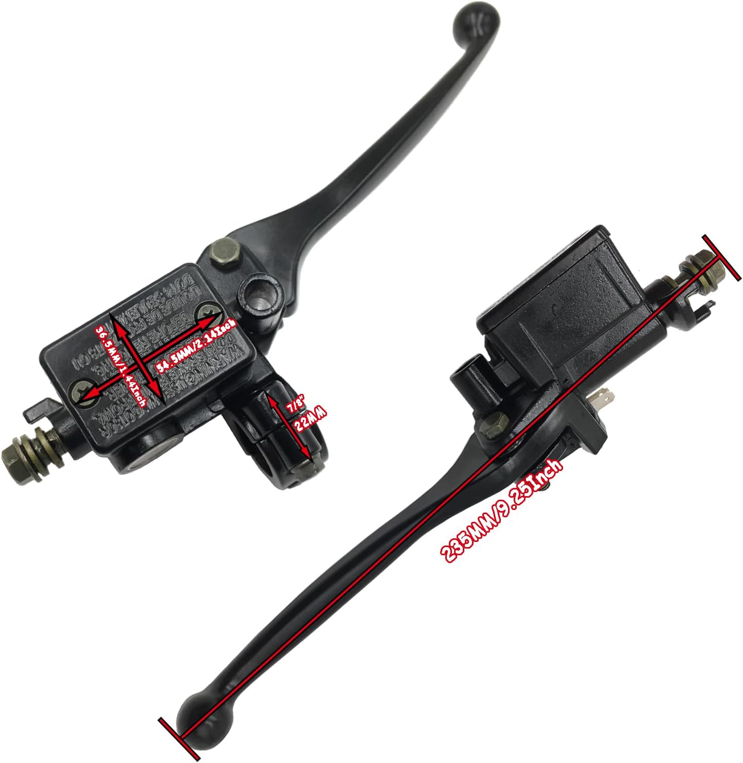 7/8" 22mm Universal Motorcycle Brake Pump Handlebar Right Hand Brake Master Cylinder Lever Compatible with Dirt Pit Bike ATV Quad Moped Scooter Buggy Go Kart