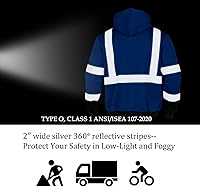 Vista 6 de VENDACE Sudadera con capucha reflectante de alta visibilidad ANSI Clase 1 de forro polar para hombres con capucha desmontable (azul rey, M)