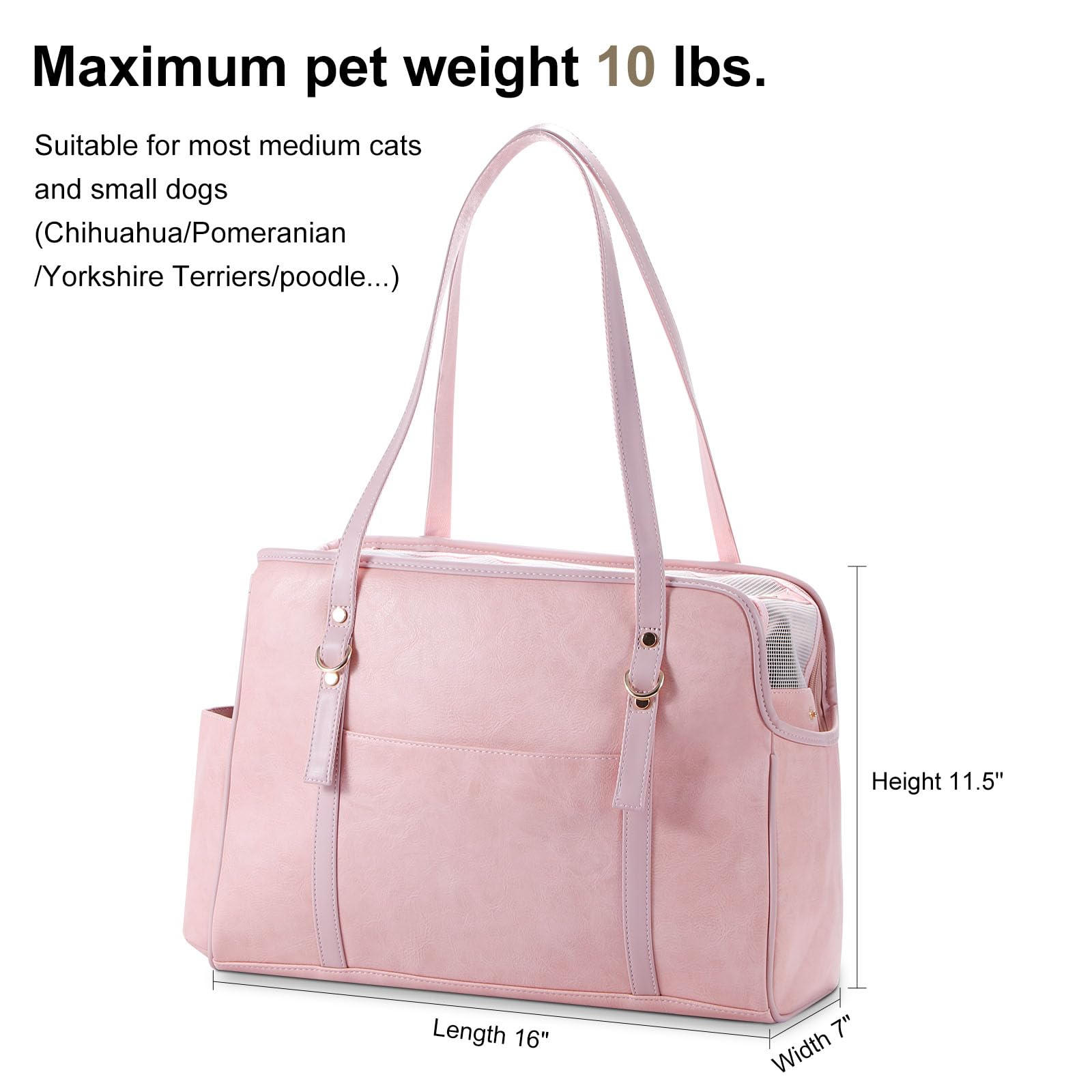 Lasaviin Dog Carrier Purse, Fashion Leather Pet Carrier with Pockets - Image 2