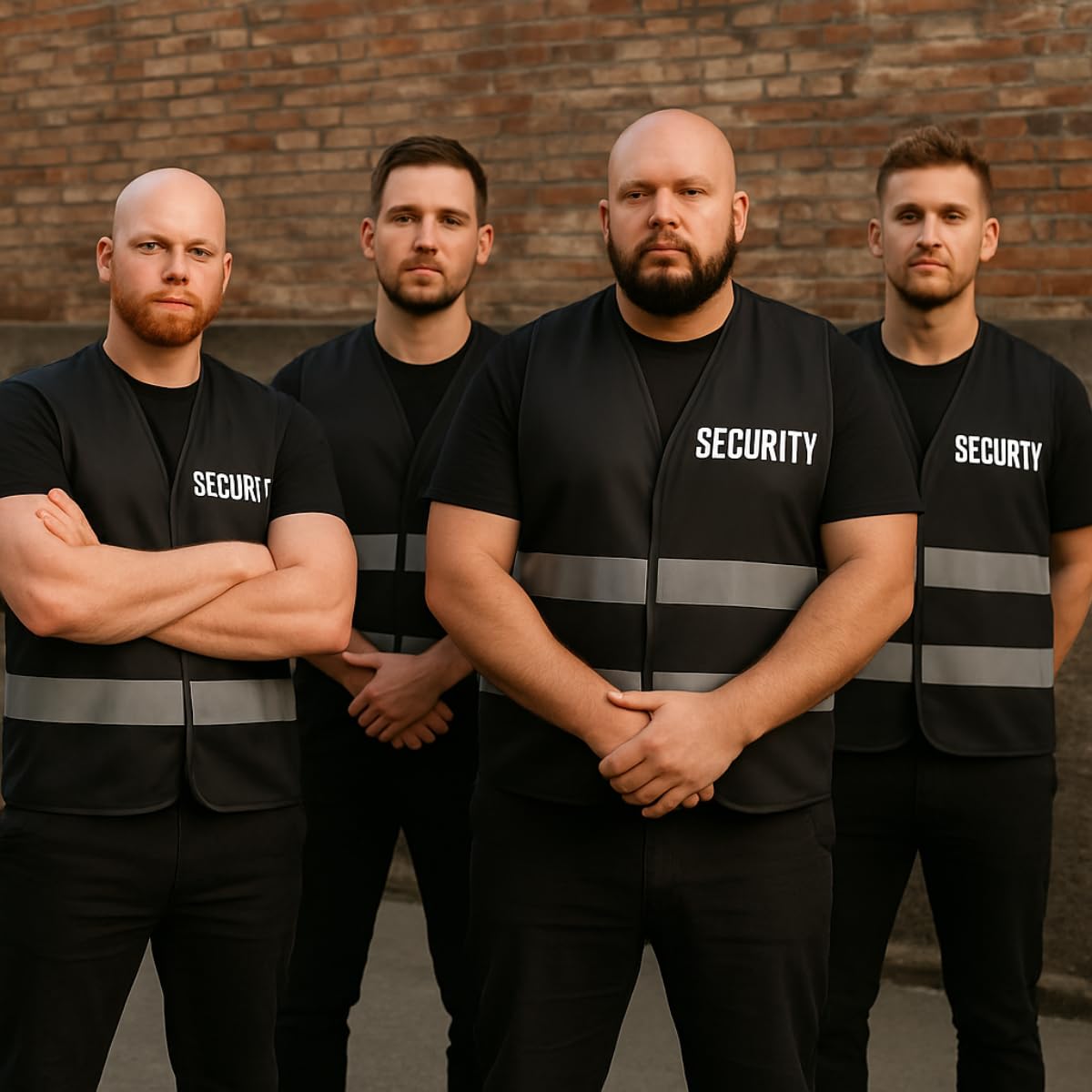 SECURITY Warnweste Set Schwarz – Klettverschluss & Front/Back-Druck – für Türsteher, Ordner, Event & Club – Größen M–4XL