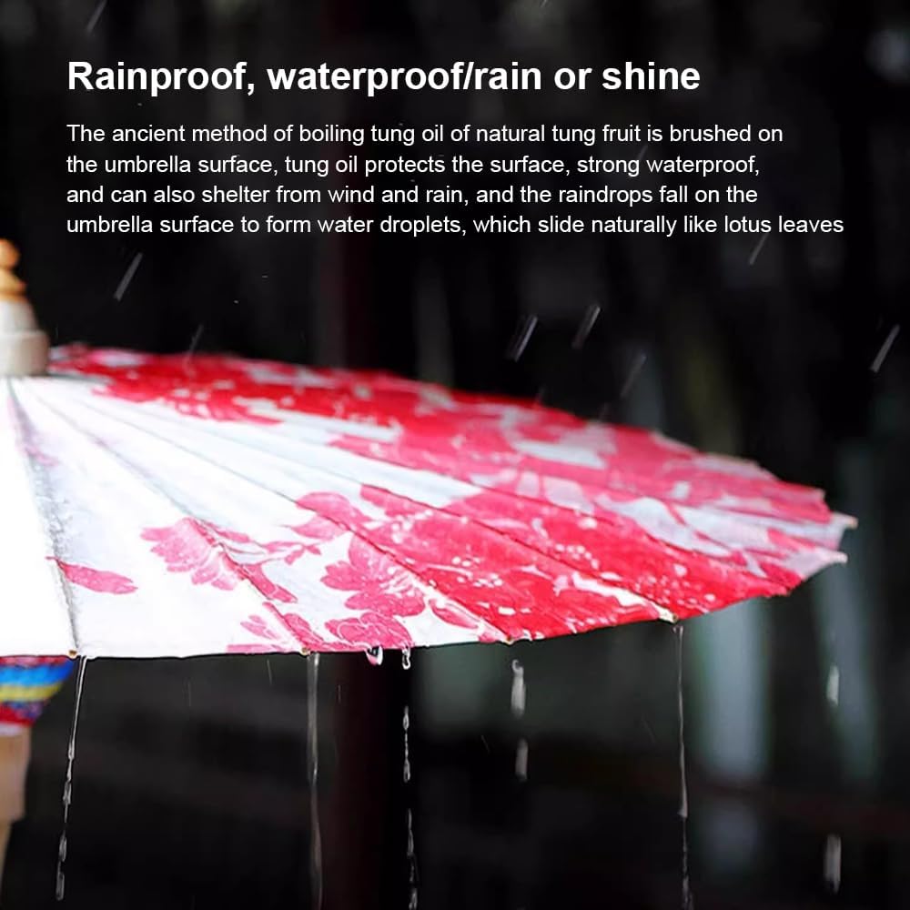 紙パラソル傘、 1本の屋外用手持ちオイルペーパー傘、雨の日も晴れの日も使える、手作りの防風・耐衝撃傘。