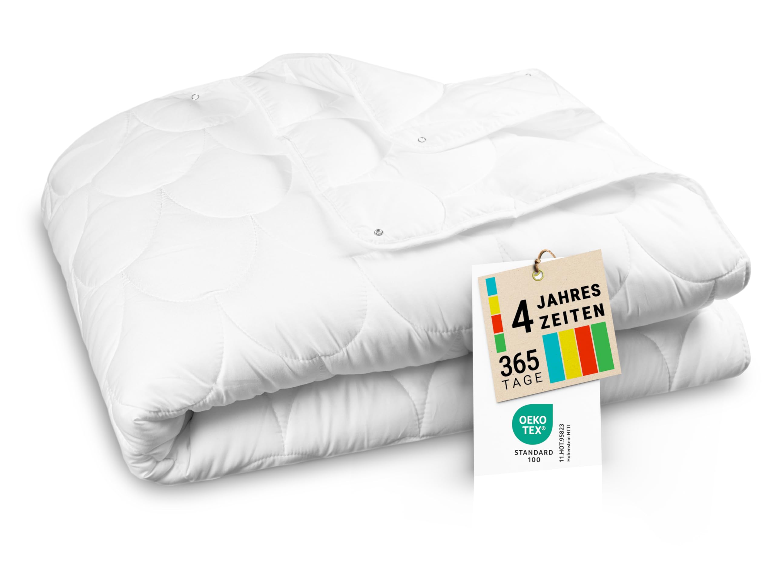 ZOLLNER 4-Jahreszeiten Bettdecke - für Sommer und Winter - aus 2 zusammengeknöpften Decken - waschbar bis 60 °C - 135x200 cm - Hotelqualität - Oeko Tex Zertifiziert