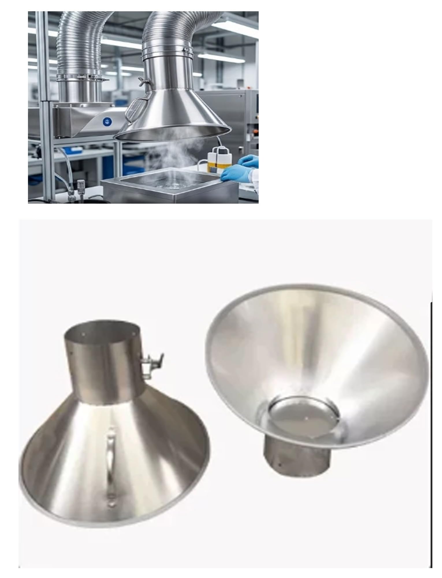 Campana extractora de acero inoxidable para humos y polvo