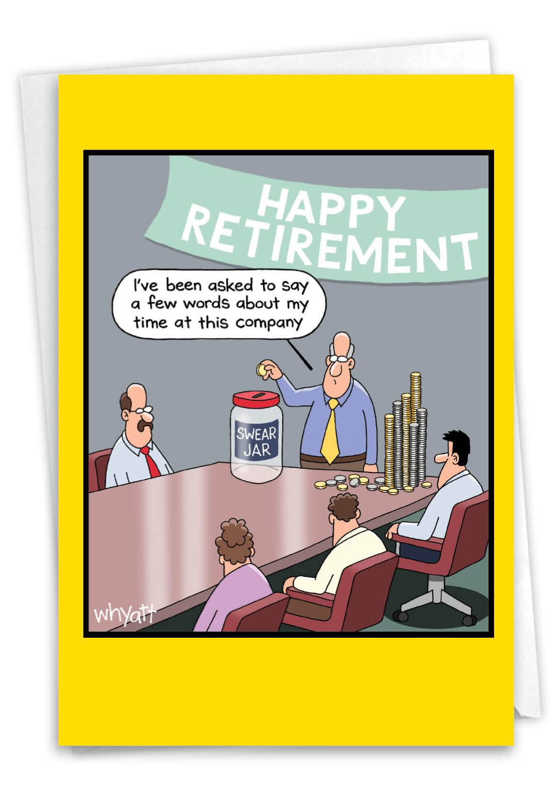 NobleWorks - Funny Retirement Card with Envelope, Colorful Retiree Congrats Greeting - Swear Jar C9322RTG