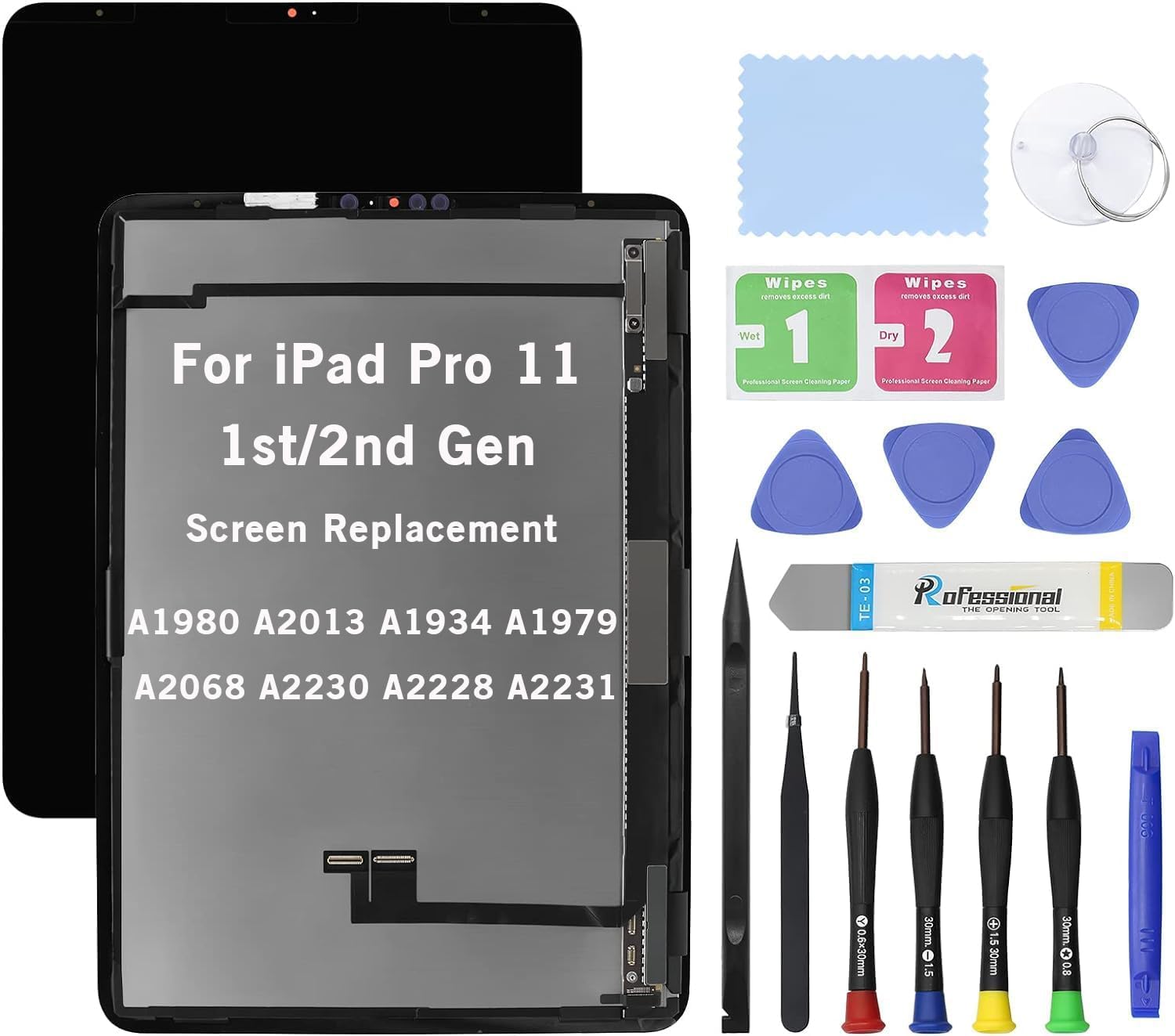 HOYRTDE 11" Screen Replacement for iPad Pro 11 1st/2nd Gen 2018 2020 (A1980 A2013 A1934 A1979 A2068 A2230 A2228 A2231) Display LCD Assembly and Glass