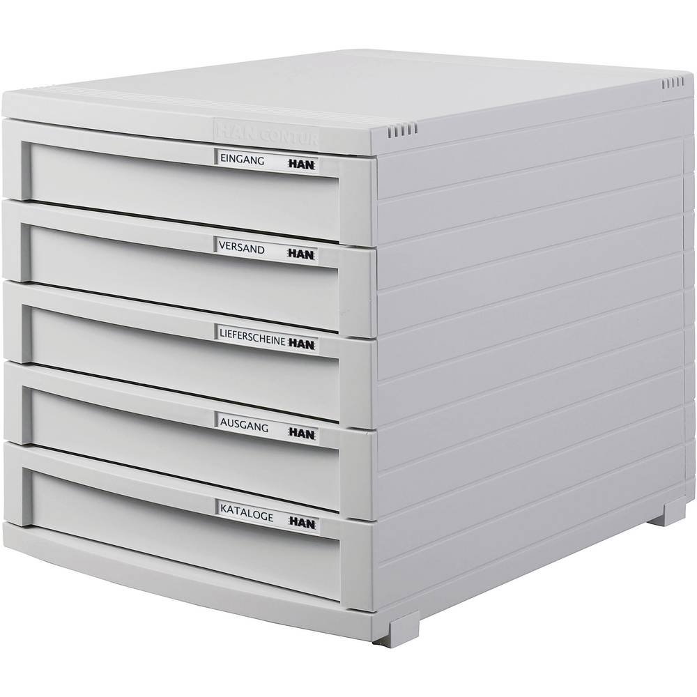 Han - Struttura portadocumenti, con 5 cassetti chiusi, formato B4, linea Contur grigio