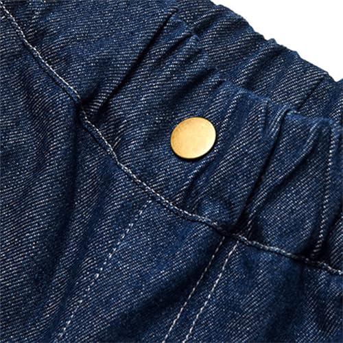 Girls Jeans Baggy Elastic Waist Y2K Trendy Denim Pants with Pockets Wide Leg High Waisted Streetwear for Kids 4-12Y2