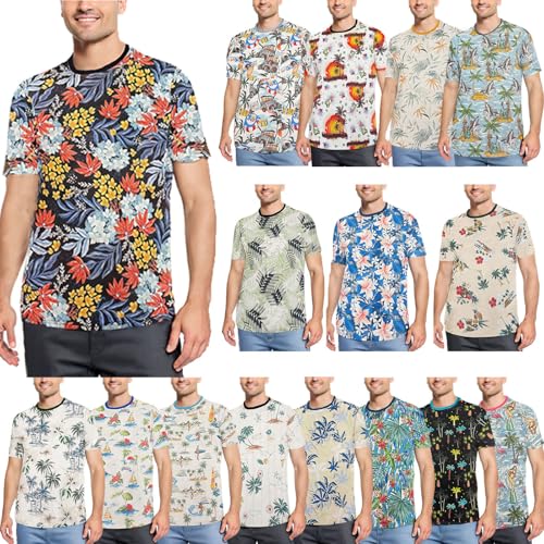 Weiv Men's T-Shirts Hawaiian Hipster Short Sleeve Color Crew Neck Cotton Soft Tees4