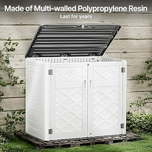 Gizoon 50 Cu. Ft Large Horizontal Storage Shed, Outdoor Resin Cabinet Weather-Resistant Without Shelf, HDEP Plastic Tool Sheds with Reinforced Floor & Lockable Doors for Gardening, Grass Cutter, White Gizoon 50 Cu Ft Large Horizontal Storage Shed Outdoor Resin Cabinet Weather Resistant Without Shelf HDEP Plastic Tool Sheds with Reinforced Floor Lockable Doors for Gardening Grass Cutter White