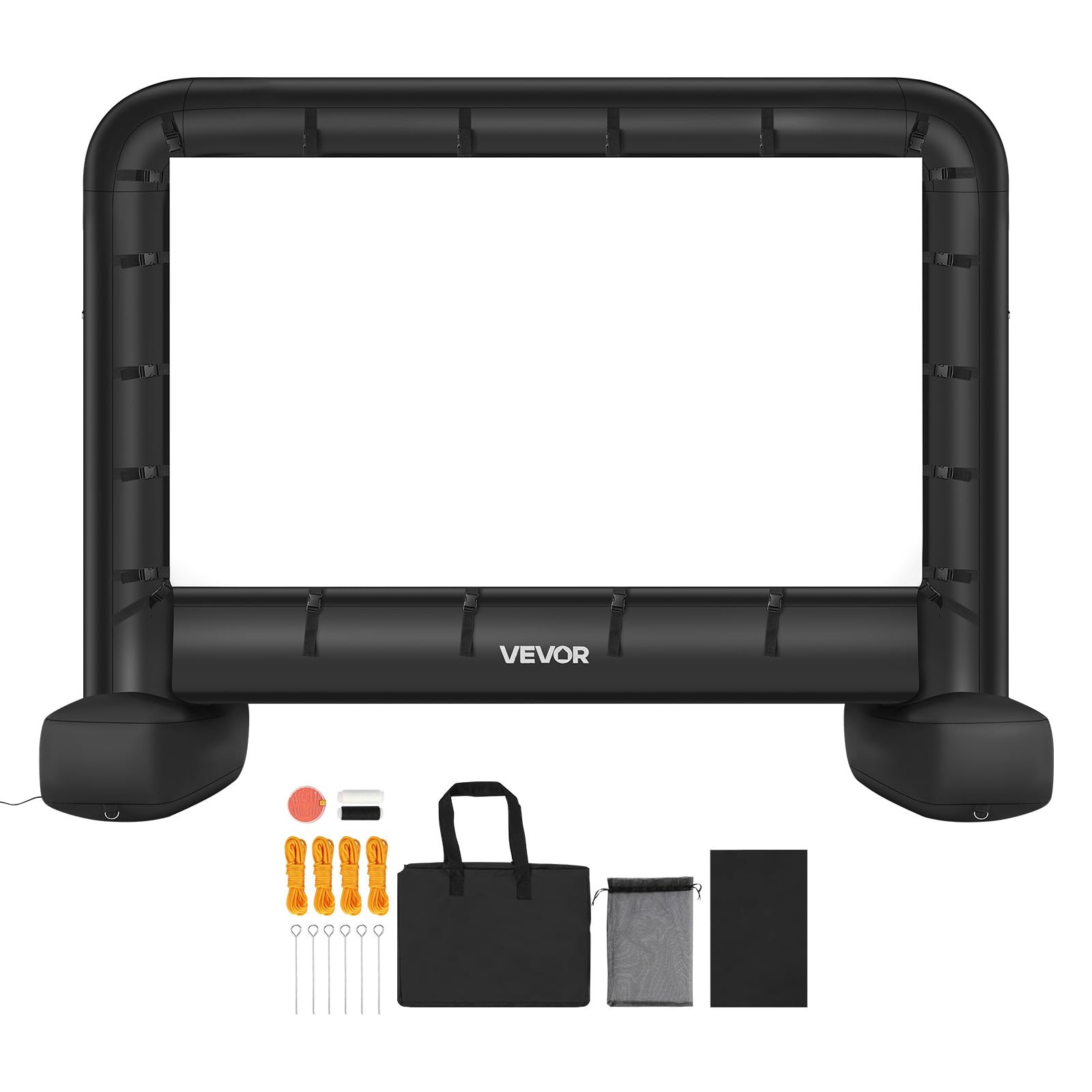 VEVOR Pantalla de Cine Inflable 259 x 146 cm 16:9 Lavable 600D con Bolsa de Almacenamiento Portátil Fácil de Instalar Visión de 160° Pantalla de Proyección para Exteriores, Cine en casa, Fiestas