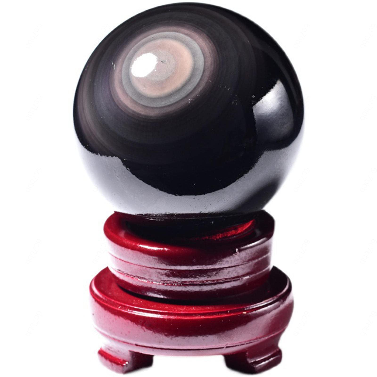 Ylquxeuv One Color Crystal Ball Obsidian Ornament Lucky Transfer Office Desktop With Bracket Feng Shui Divination Home Decor Ornaments,Obsidian-3Cm