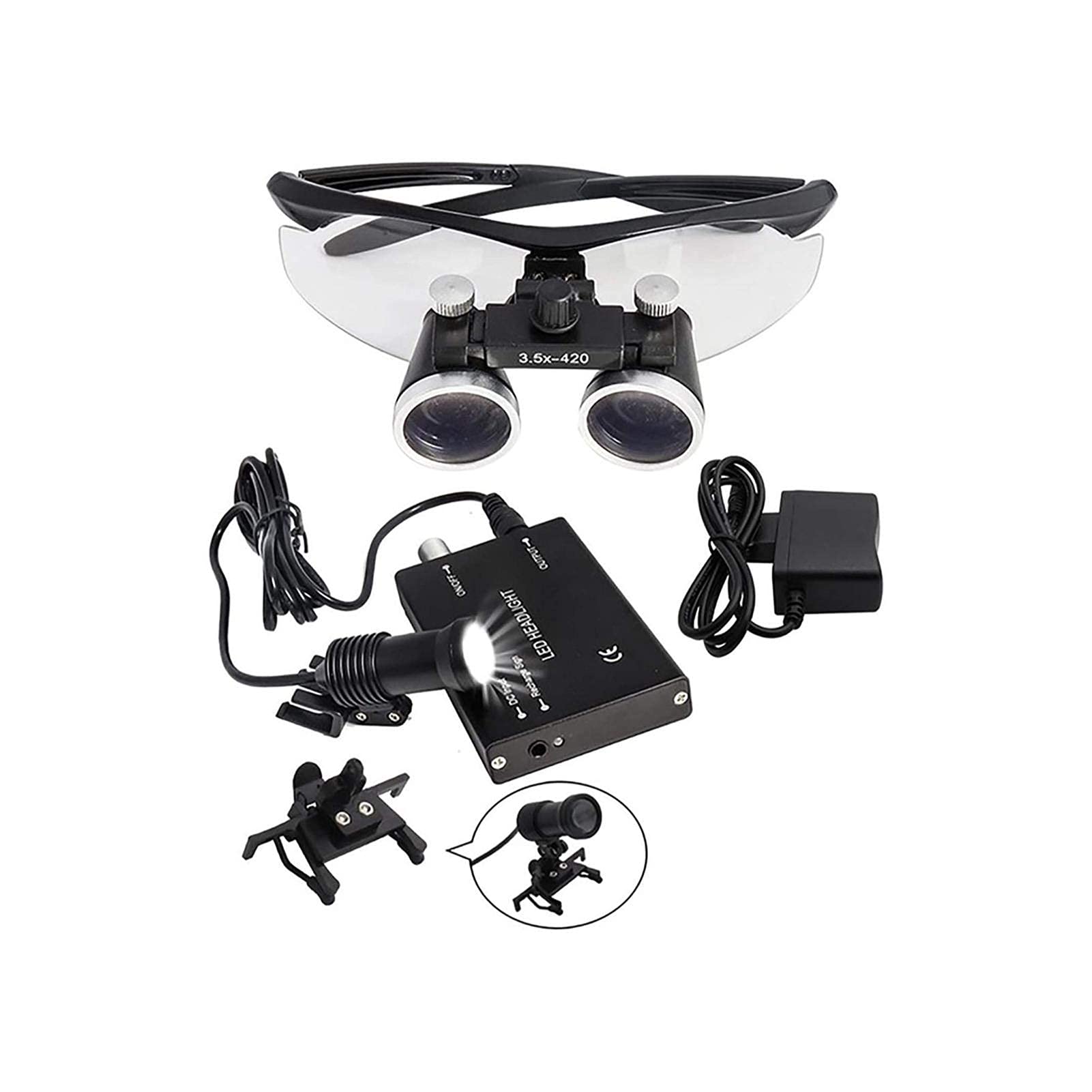 asdchZen Magnifying Glasses Dental Loupes,Head Mountlighted Magnifying Glasses,Surgical Loupes 2.5X / 3.5X Magnification Binocular Dental Loupe With 5W Led Headlight For Dentist,3.5X F,3.5X
