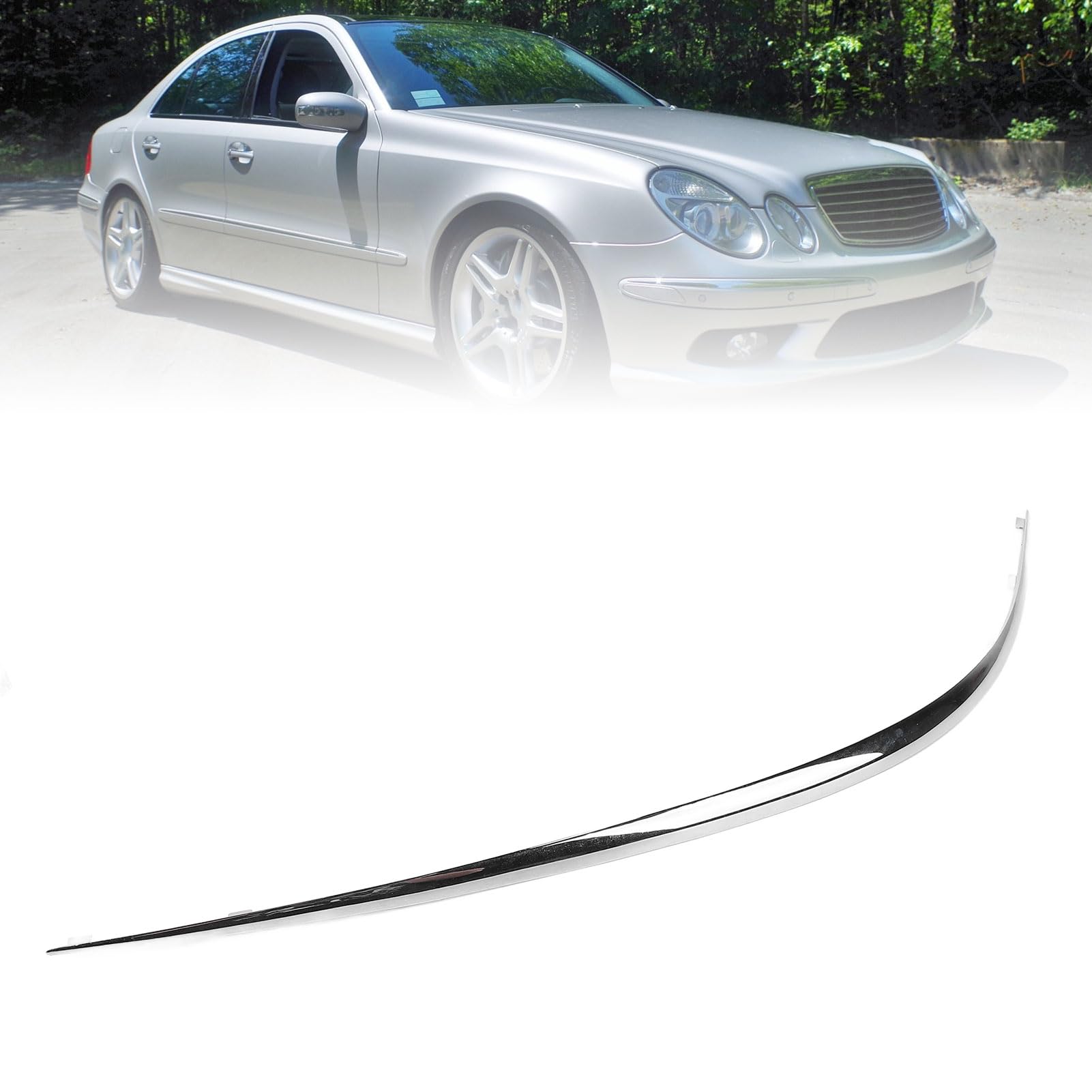 Moldura del Parachoques Delantero Elegante Tira Cromada Que Mejora la Protección para Clase E E55 E500 E350 E320 Material Duradero Fácil Instalación (Izquierda: 2118800512)
