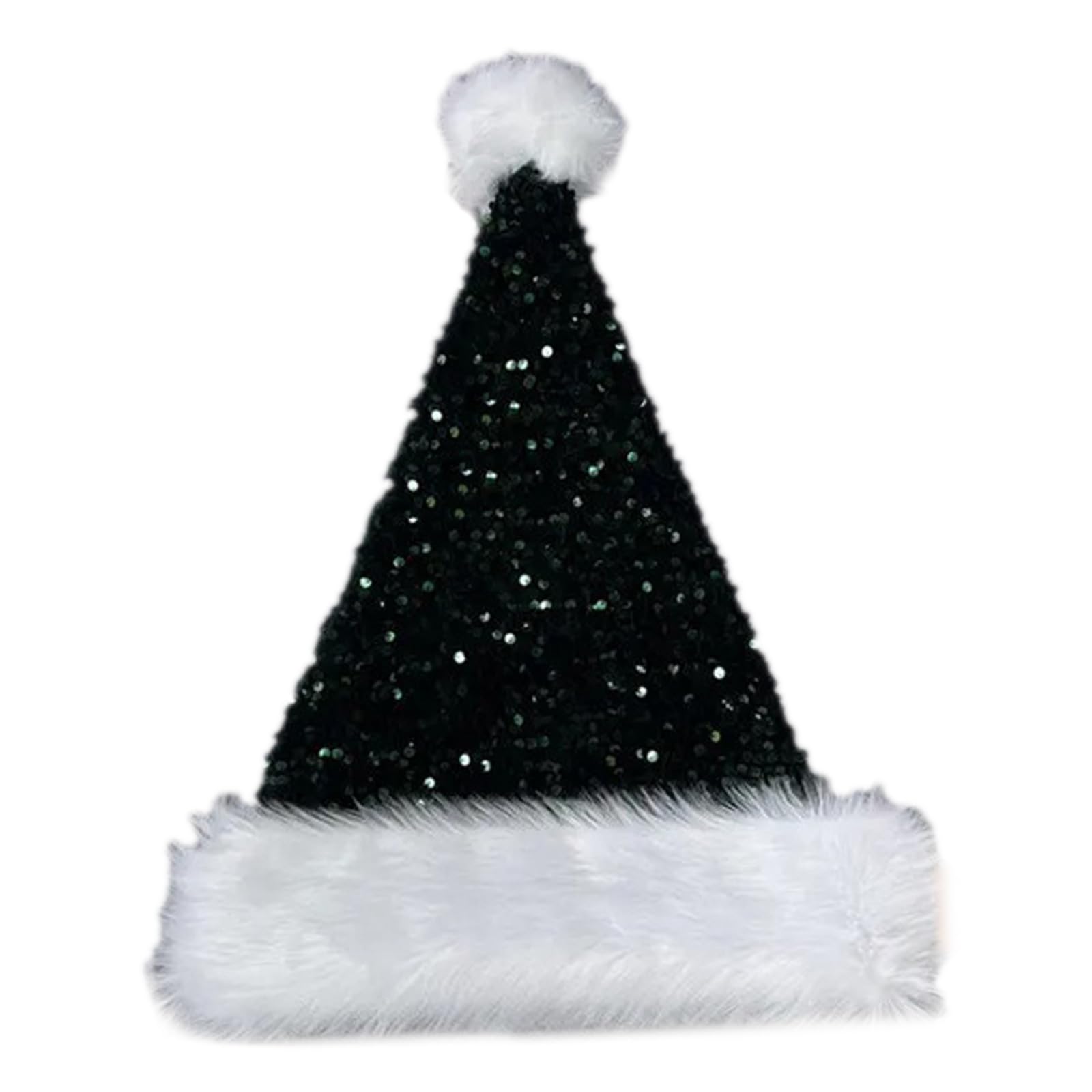 Elnwnnkc Christmas Santa Hat Sequins and White Furry Brim for Christmas Parties Dress Up Cosplay Sequins Studded Santa Hats Adult