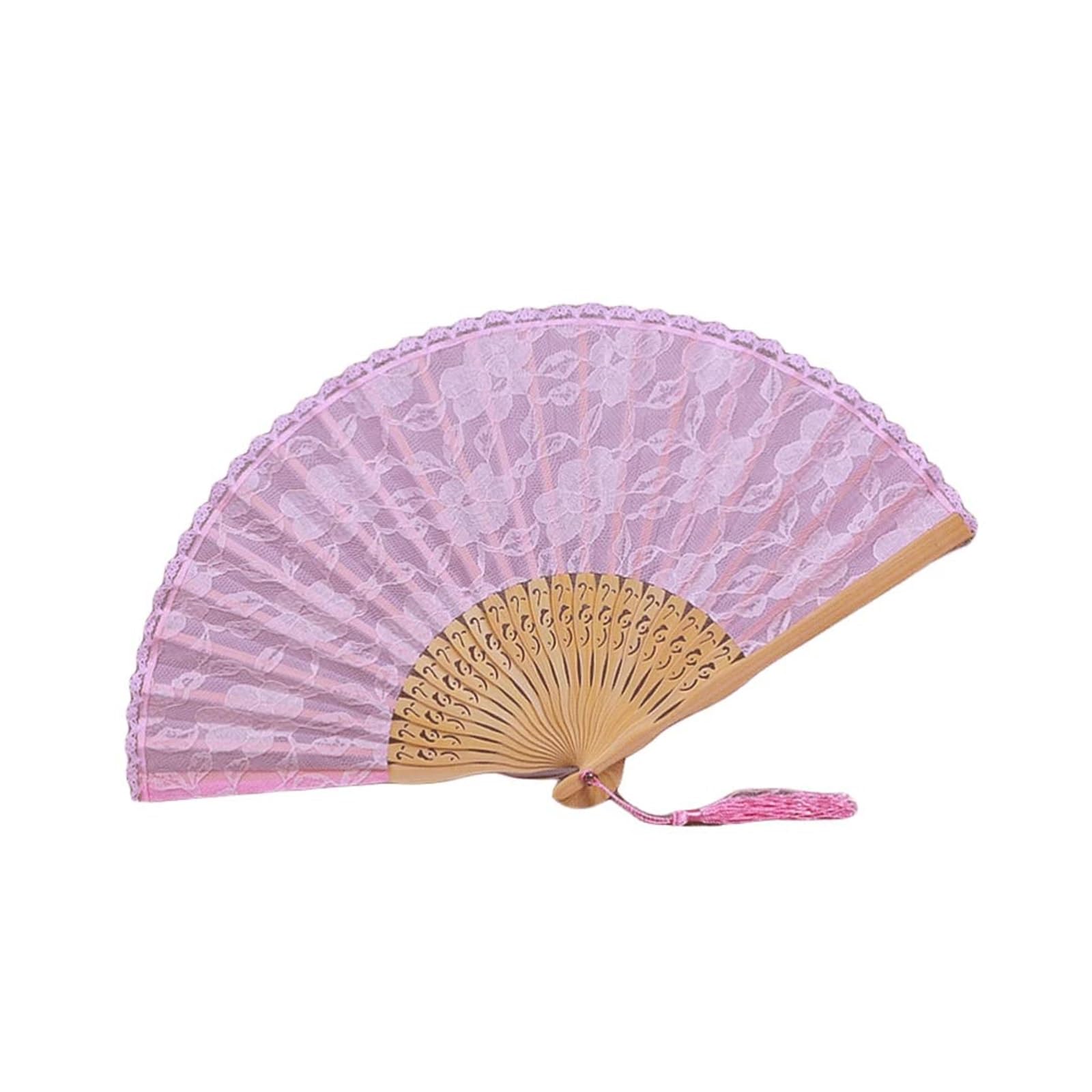 SUNMME Folding Fans Chinese Folding Fan Lace Folding Handheld Fan EmbroideRood Hand Fan with for Wedding Decoration Dancing Party Gift Decorative(Color:zwart) (Roze one size)