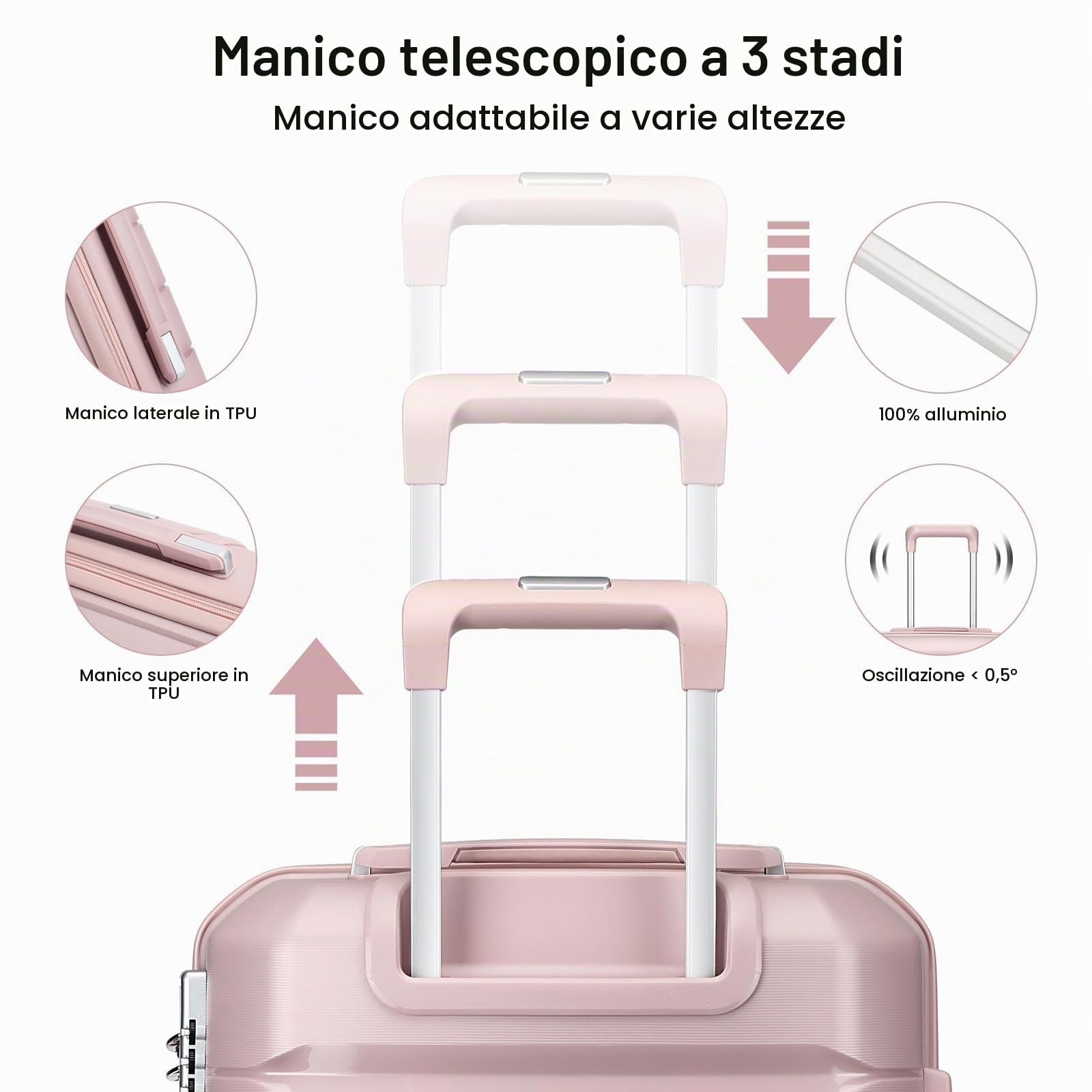Sea choice Valigia da viaggio Espandibili Bagaglio a mano Cabina Trolley set di valigie trolley con 4 Doppie Ruote a 360° et Chiusura TSA, 55cm
