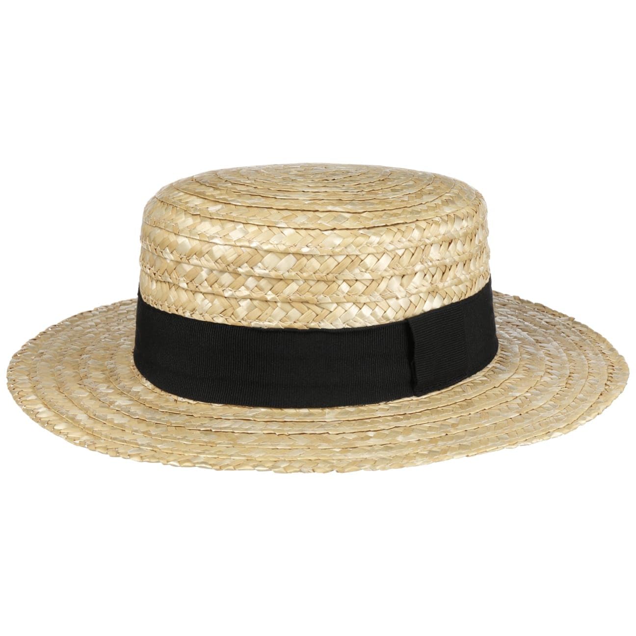 LIPODO Sombrero de Paja Beige Canotier 100% Paja de Trigo Fabricado en Italia Unisex Primavera Verano Cinta
