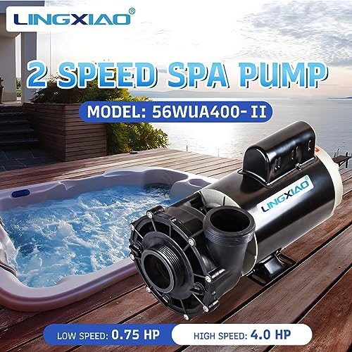 Image of SPA Pump, 4HP Hot Tub Pump - 2 Speed LX SPA Pumps Motor 220-240V, 2 inch Port, 56 Frame (Model: 56WUA400-II)