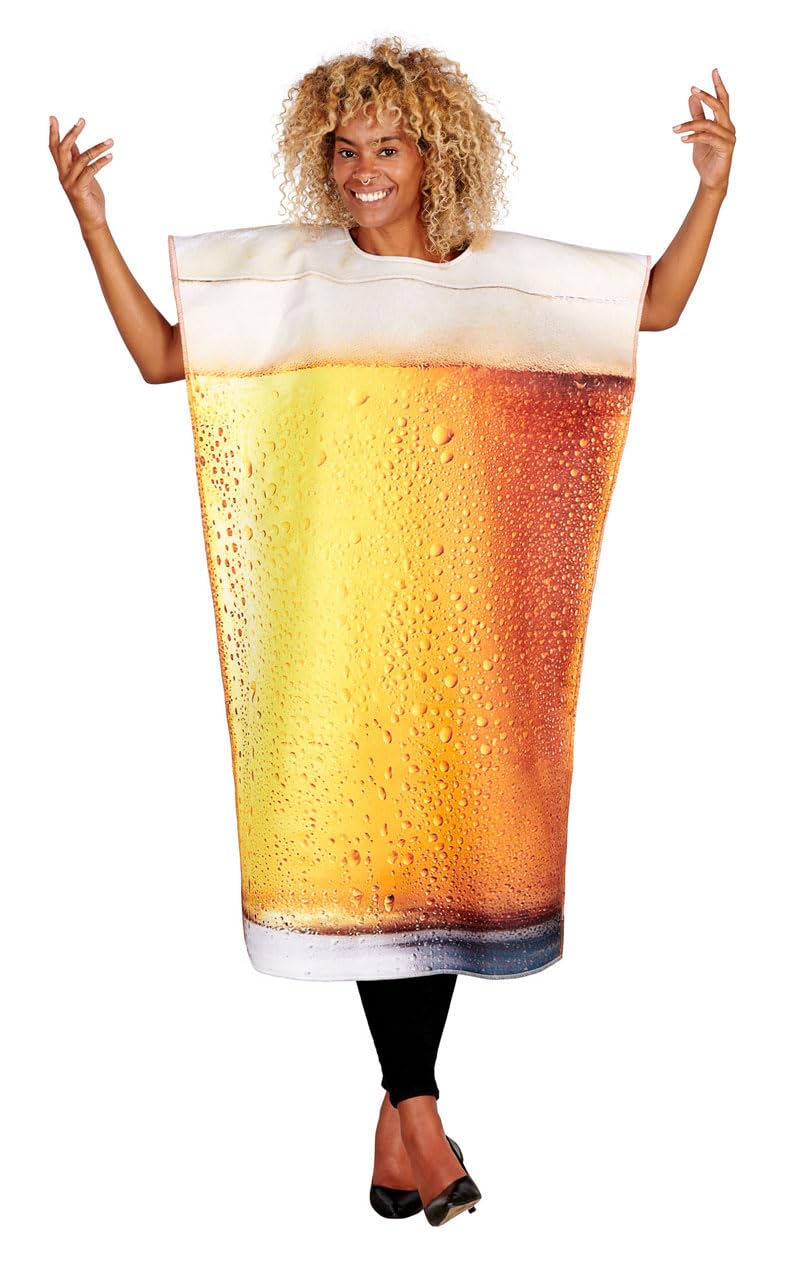 Orion Costumes Unisex Orange, Yellow, White Adult Pint Of Beer Stag Do Food And Drink Oktoberfest Fancy Dress Costume