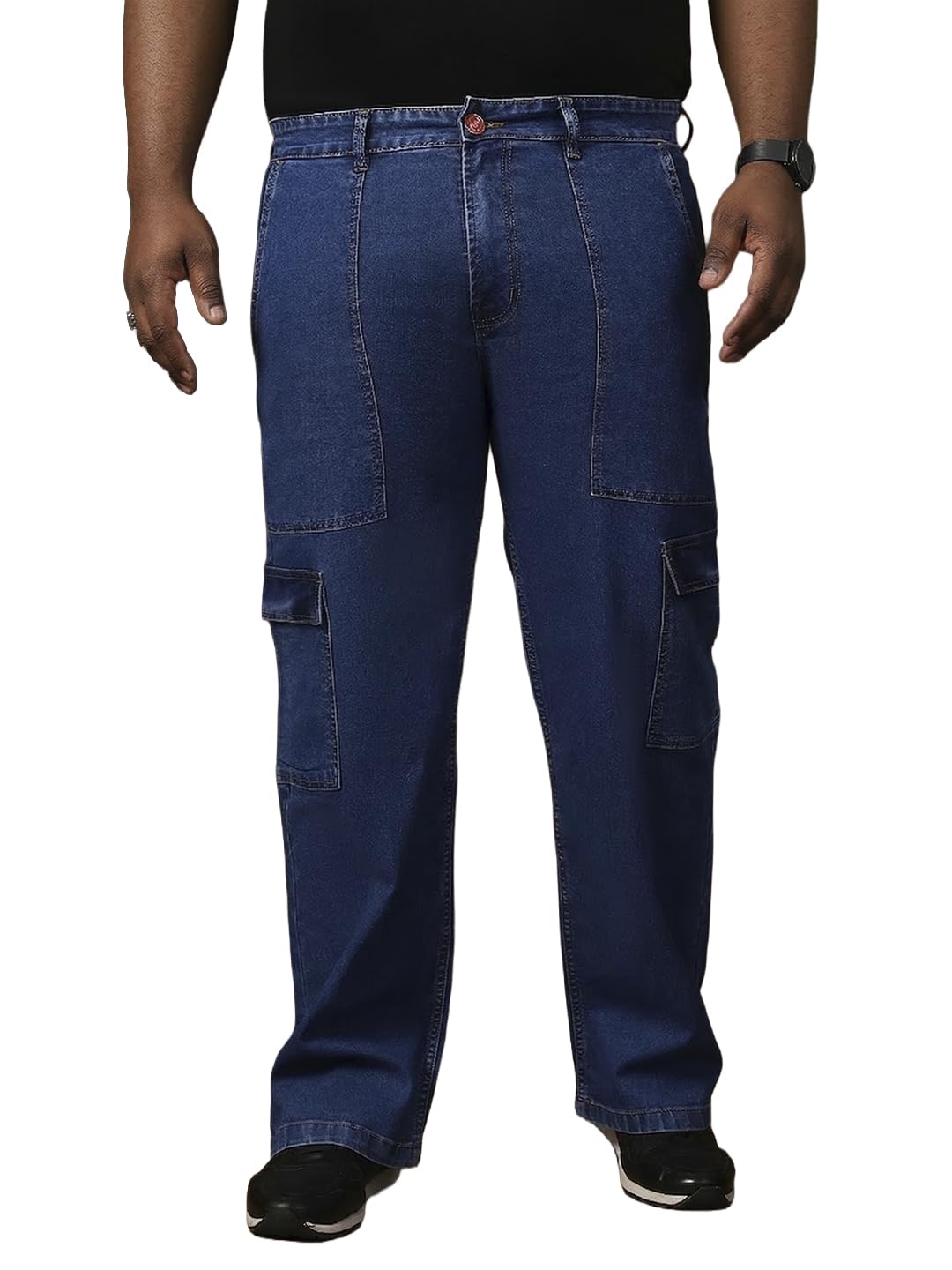 bigbanana Men Plus Size Solid Blue Jeans-picture-35