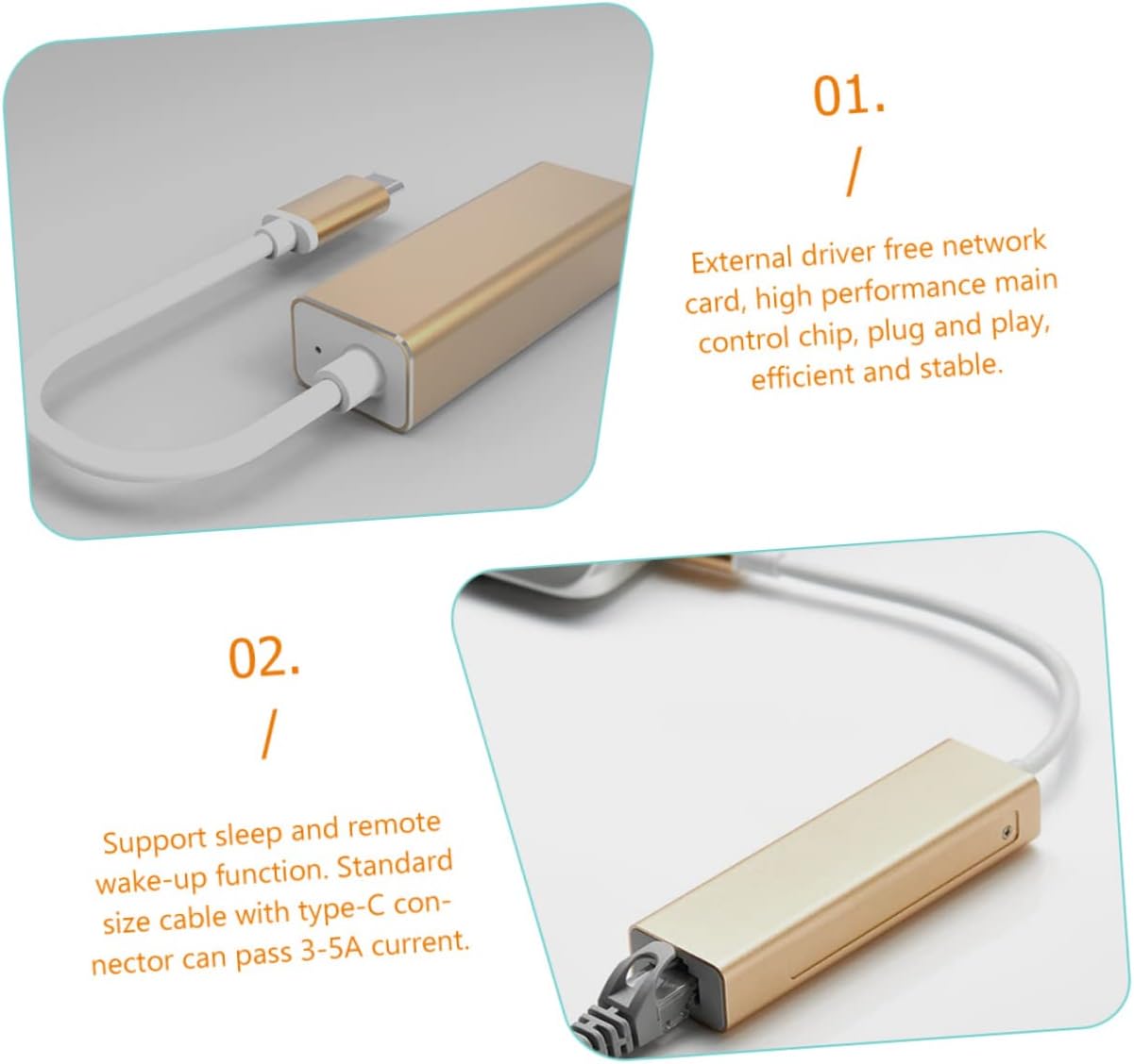 5pcs USB Type-c to Ethernet Adapter Gigabit Ethernet Mbps for Laptop Easy to Use Compact